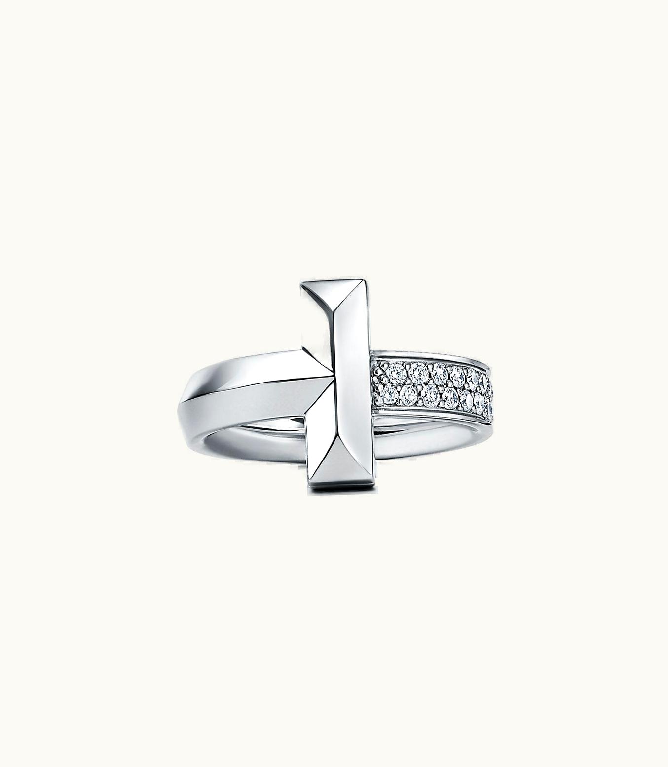 Tiffany & Co Tiffany T T1 Ring In White Gold With Diamonds, 4.5 Mm Wide