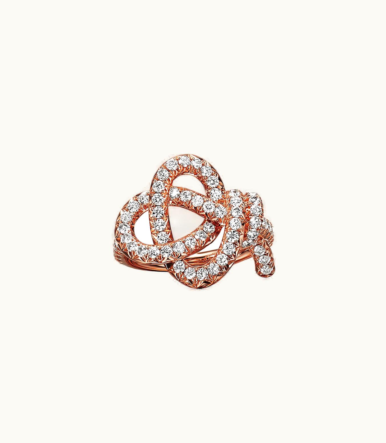 Tiffany & Co Tiffany Keys Woven Keys Ring In Rose Gold With Diamonds