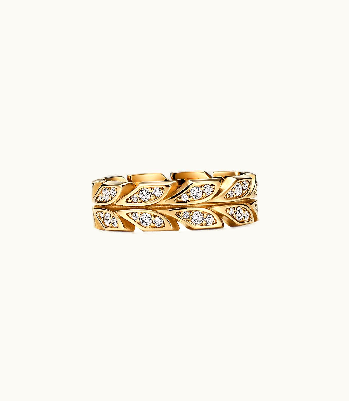 Tiffany & Co Tiffany Victoria® Vine Band Ring In Yellow Gold With Diamonds, 6 Mm Wide