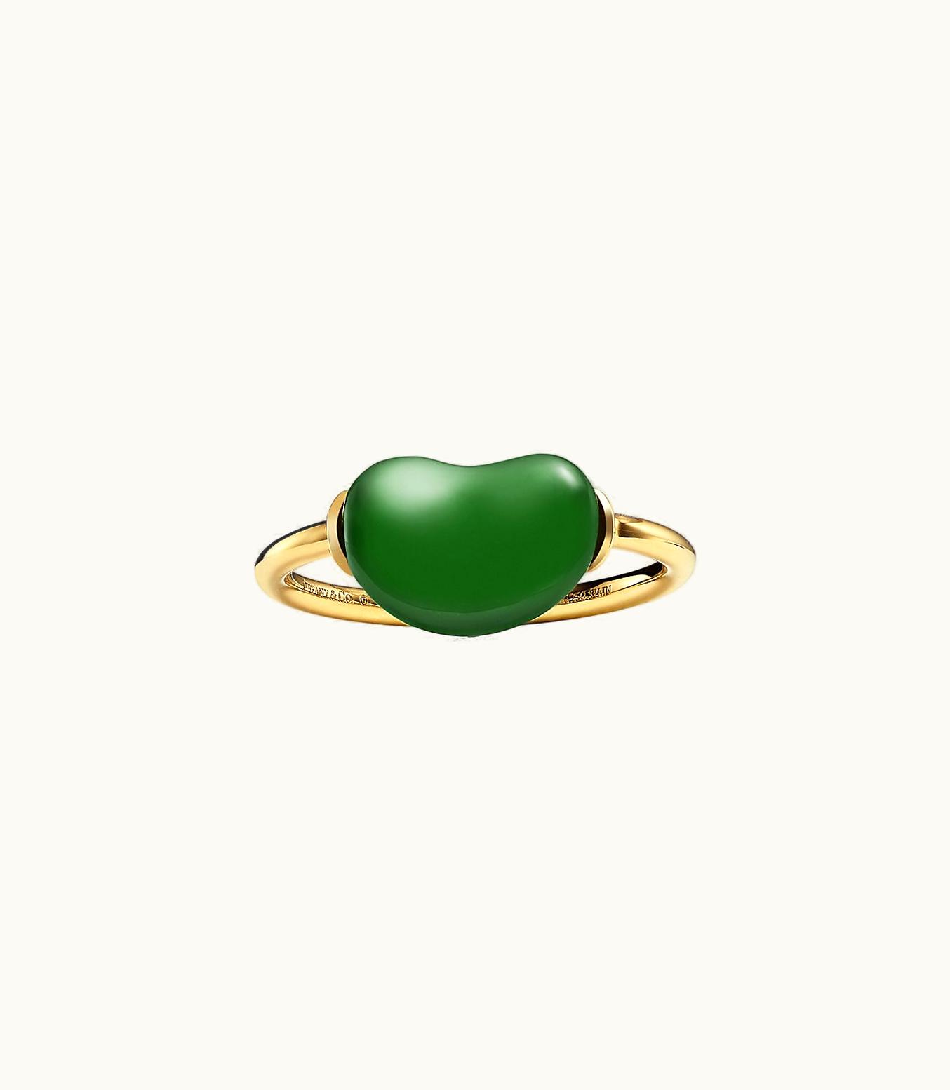 Tiffany & Co Elsa Peretti® Bean Design Ring In Yellow Gold With Green Jade, 12 Mm