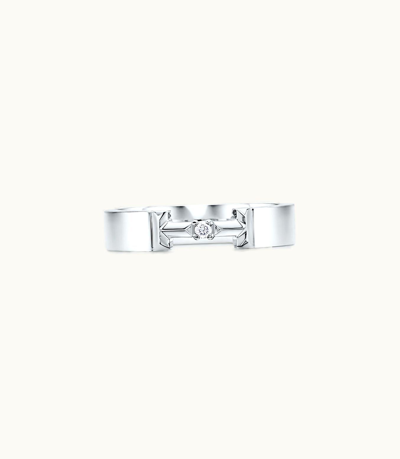 Tiffany & Co Tiffany T True Diamond Link Ring In 18K White Gold, 4 Mm Wide