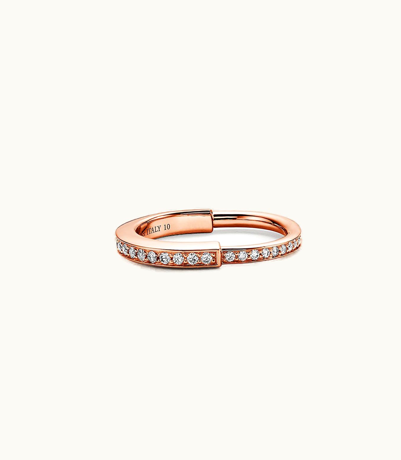 Tiffany & Co Tiffany Lock Ring In Rose Gold With Pavé Diamonds