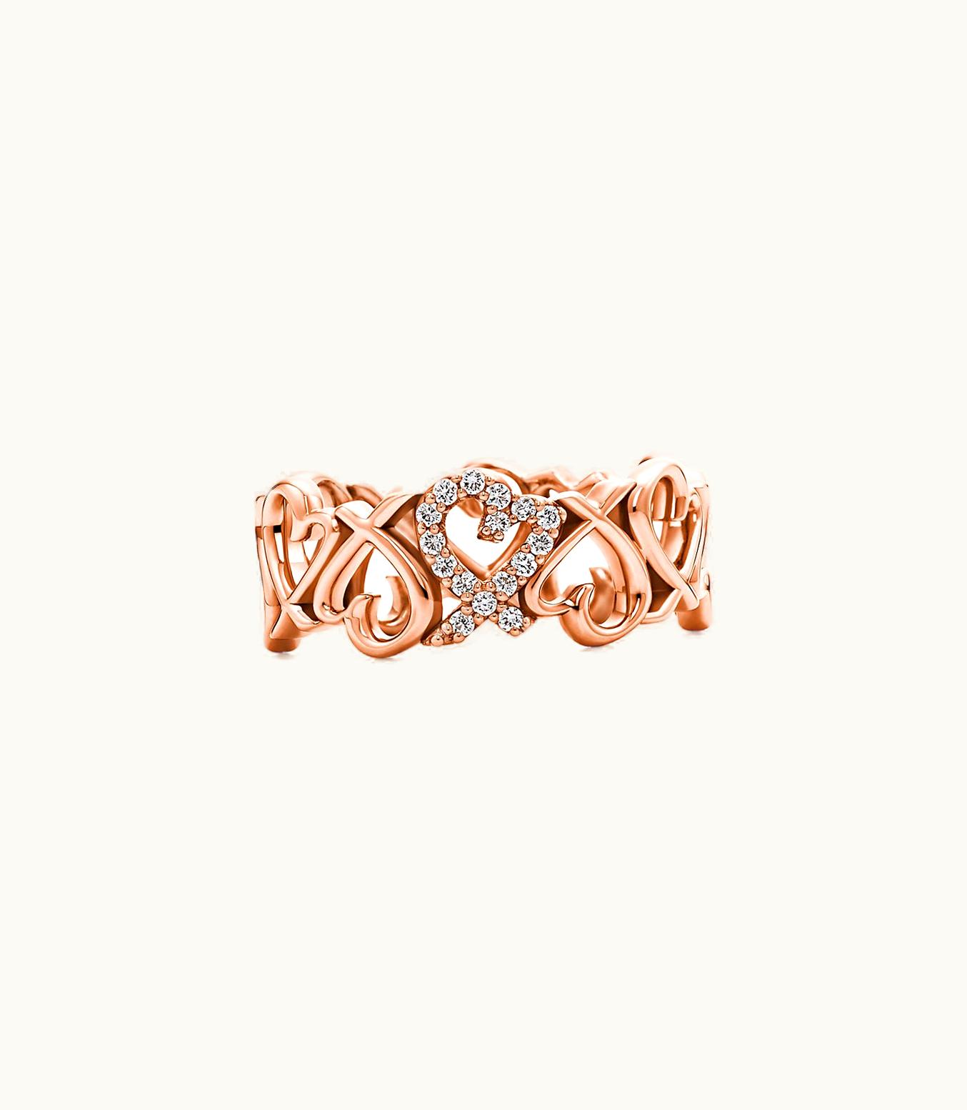 Tiffany & Co Paloma Picasso® Loving Heart Band Ring In 18K Rose Gold With Diamonds
