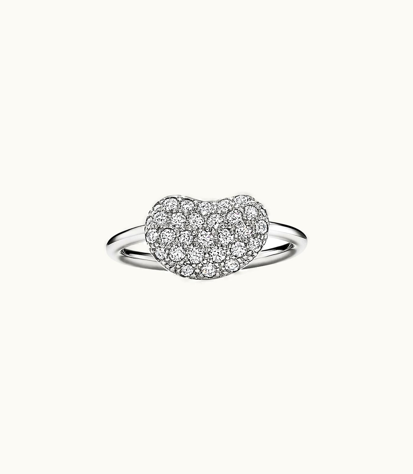 Tiffany & Co Elsa Peretti® Bean Design Wire Ring In Platinum With Pavé Diamonds, 12 Mm