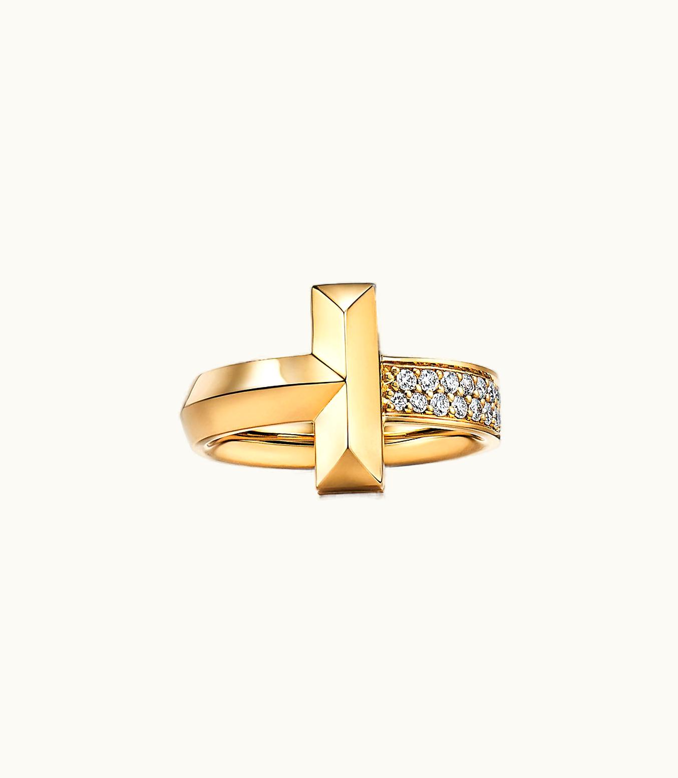 Tiffany & Co Tiffany T T1 Ring In Yellow Gold With Diamonds, 4.5 Mm Wide