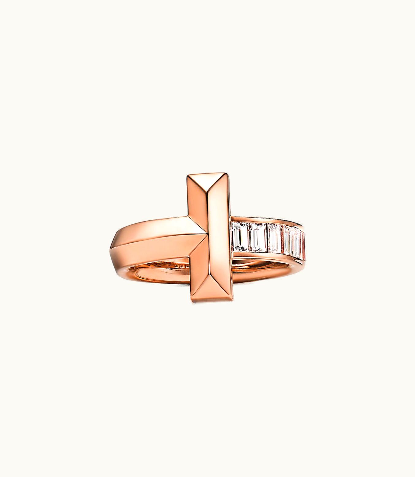 Tiffany & Co Tiffany T T1 Ring In Rose Gold With Baguette Diamonds, 4.5 Mm Wide