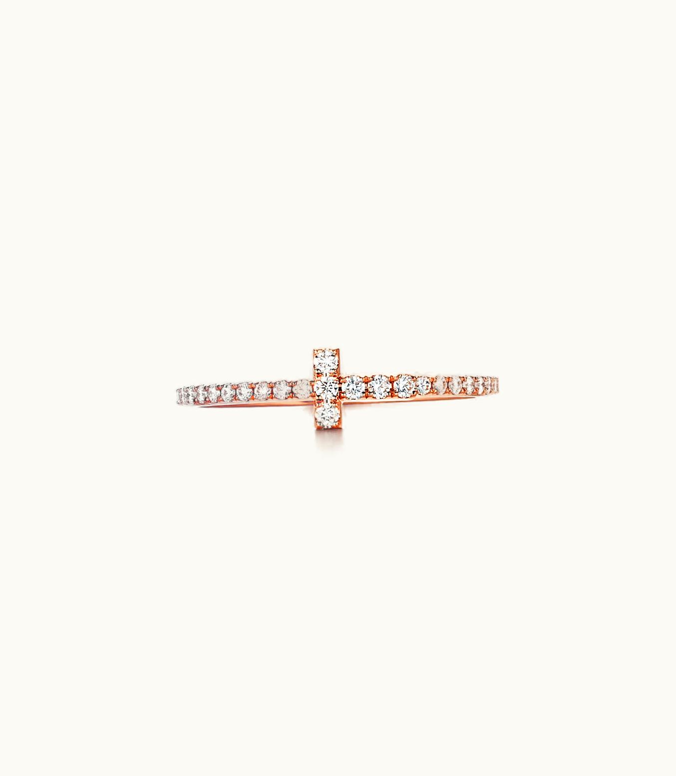 Tiffany & Co Tiffany T Diamond Wire Band Ring In 18K Rose Gold