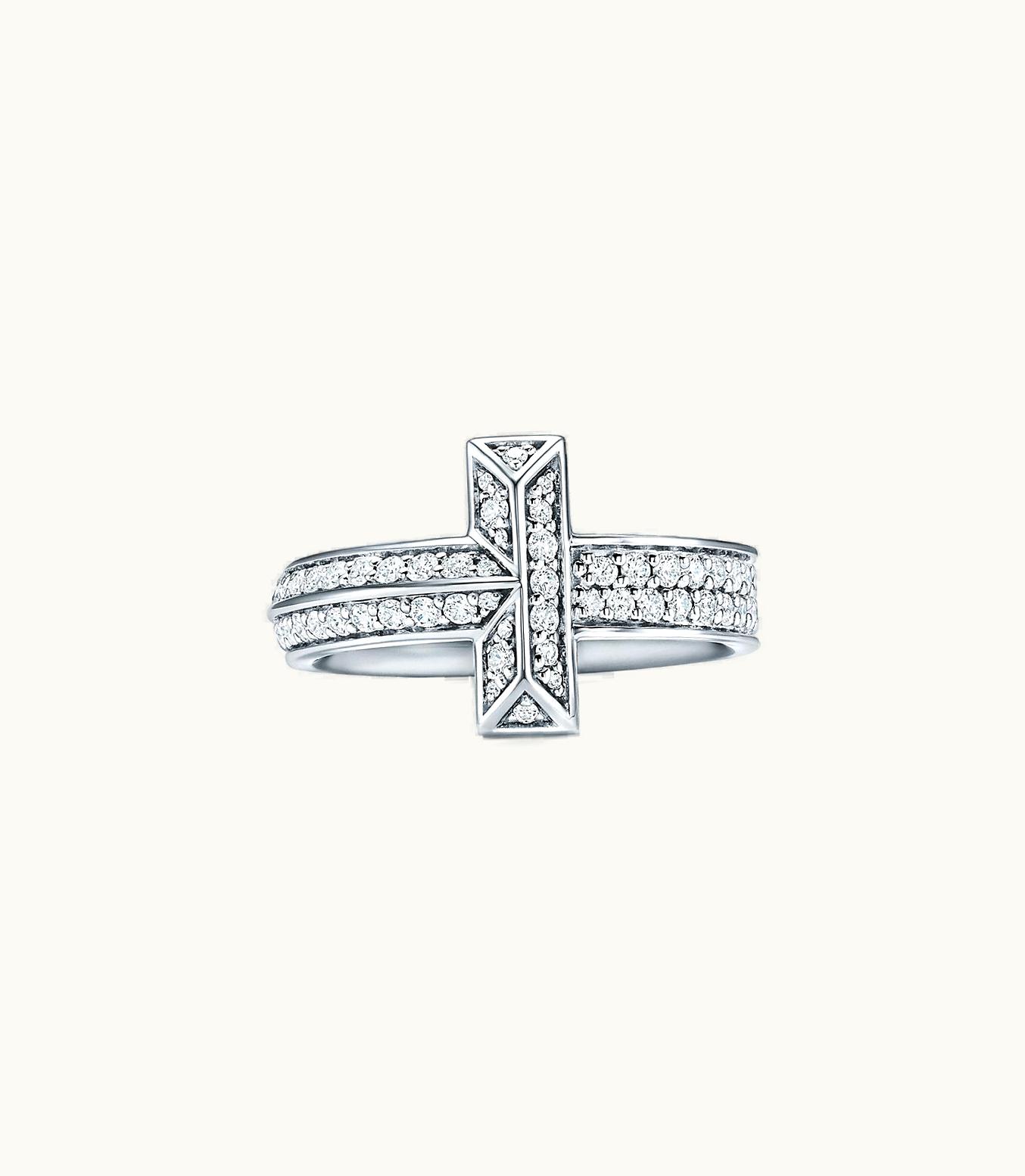 Tiffany & Co Tiffany T T1 Ring In White Gold With Diamonds, 4.5 Mm Wide 68170036