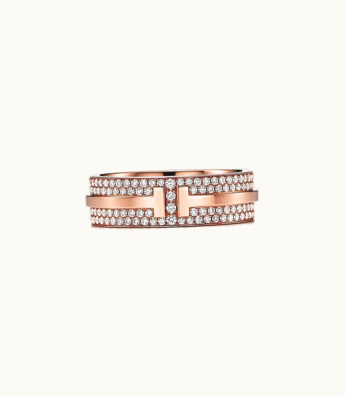 Tiffany & Co Tiffany T Wide Pavé Diamond Ring In 18K Rose Gold, 5.8 Mm Wide