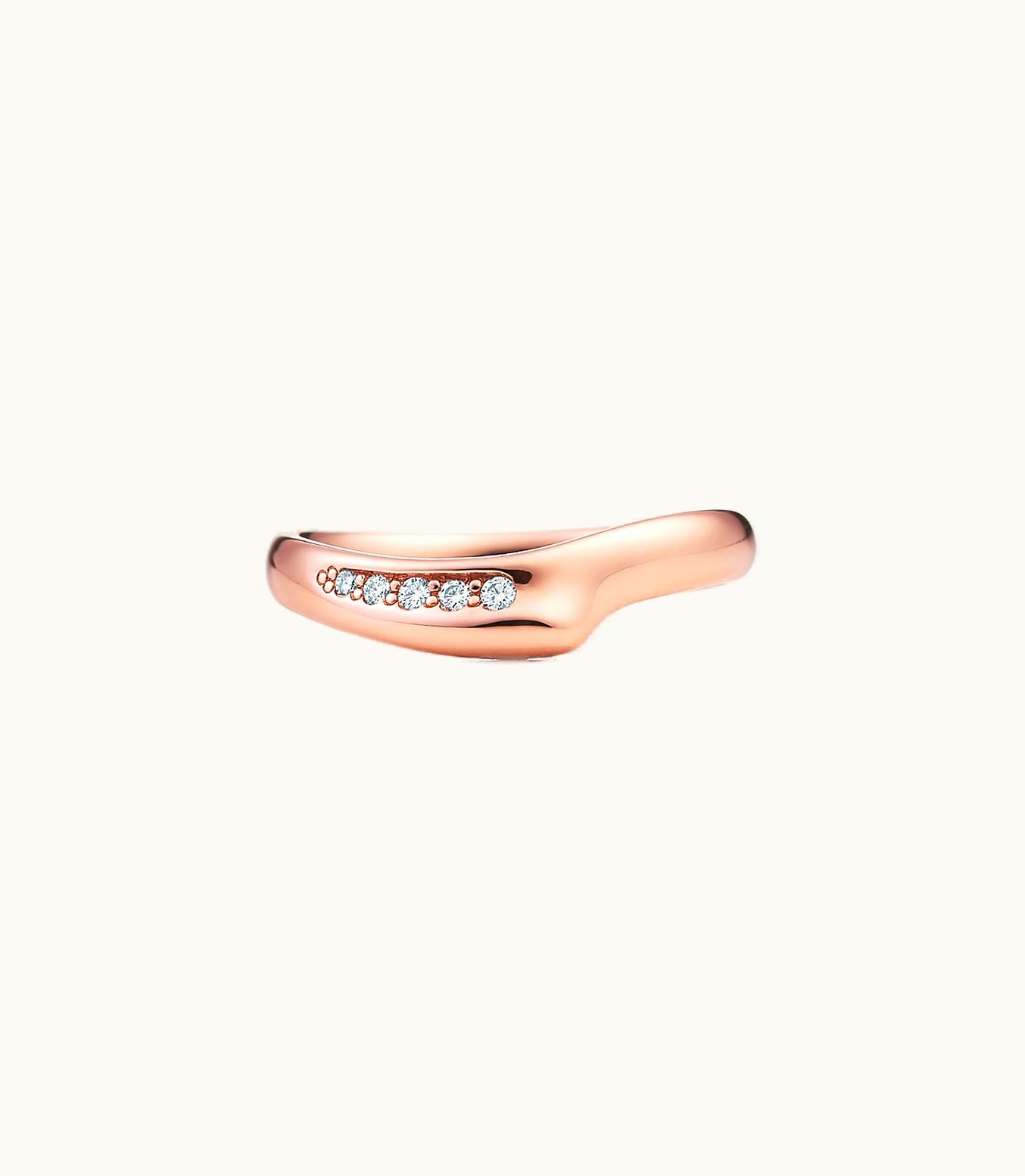 Tiffany & Co Elsa Peretti® Open Heart Band Ring In 18K Rose Gold With Diamonds