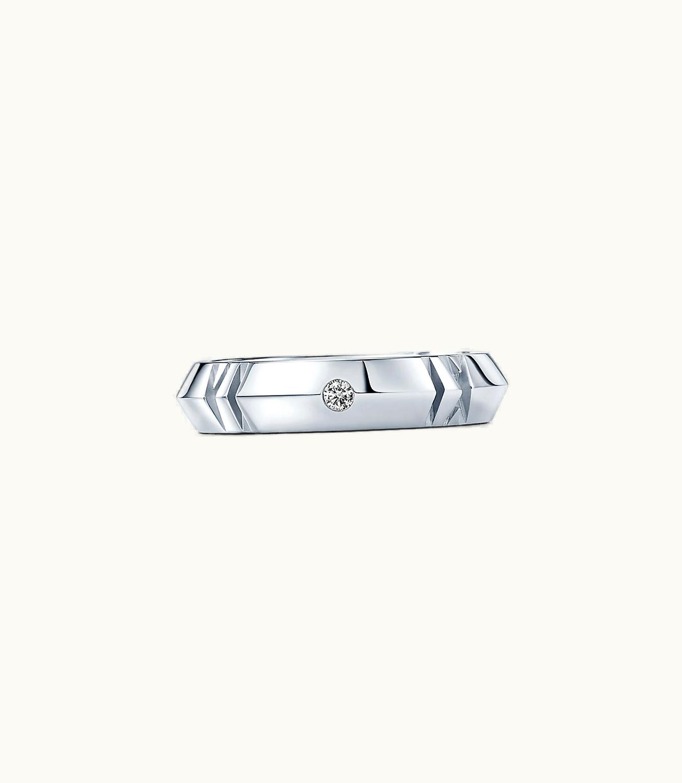 Tiffany & Co Atlas® X Closed Narrow Ring In White Gold With Diamonds, 4.5 Mm Wide
