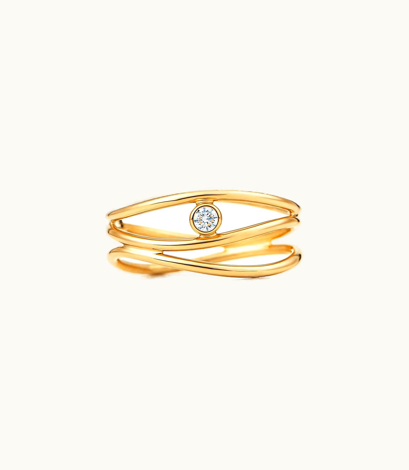 Tiffany & Co Elsa Peretti® Wave Three-Row Diamond Ring In 18K Gold