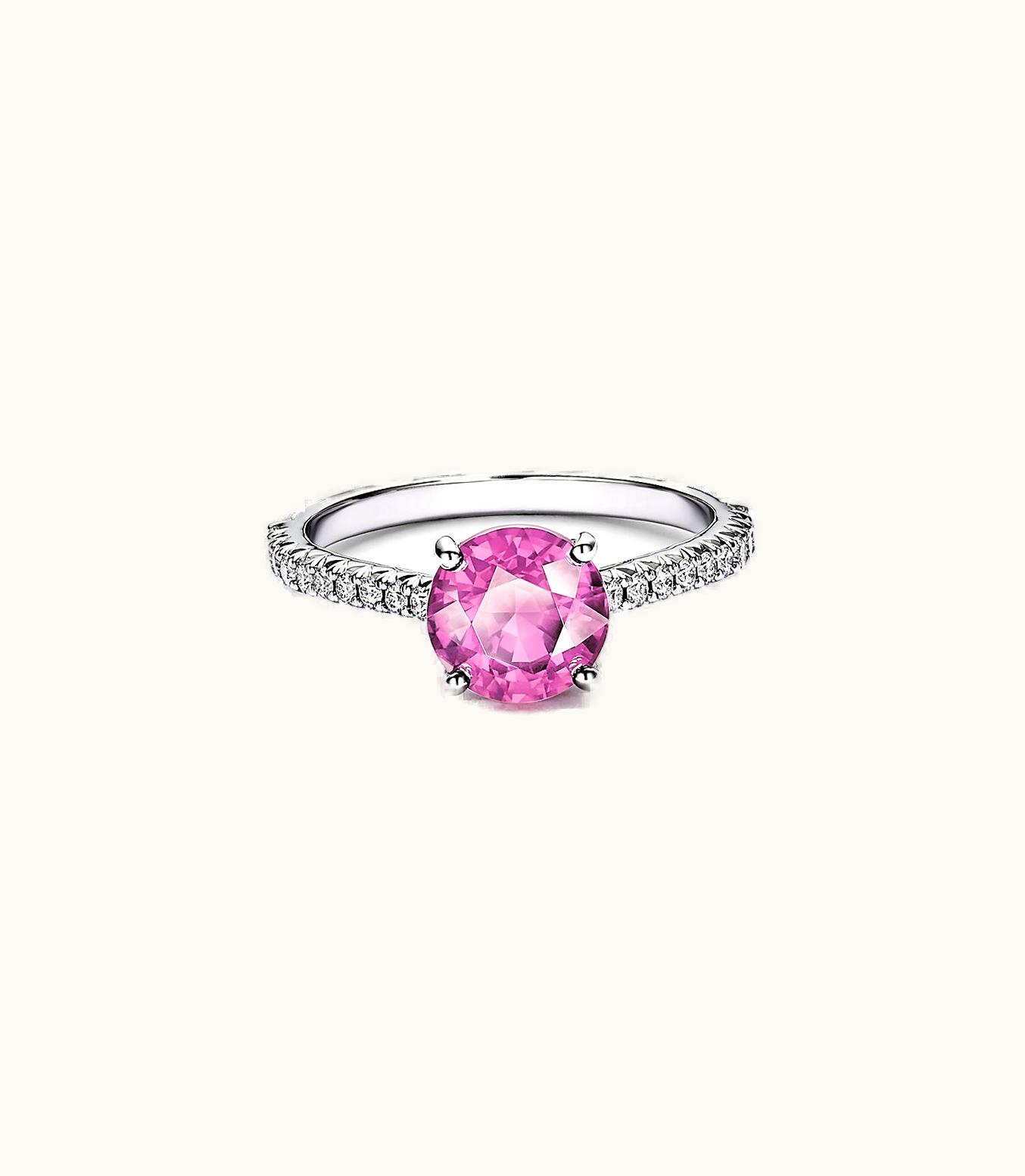 Tiffany & Co Tiffany Novo® Round Pink Sapphire Ring In Platinum With Pavé Diamonds