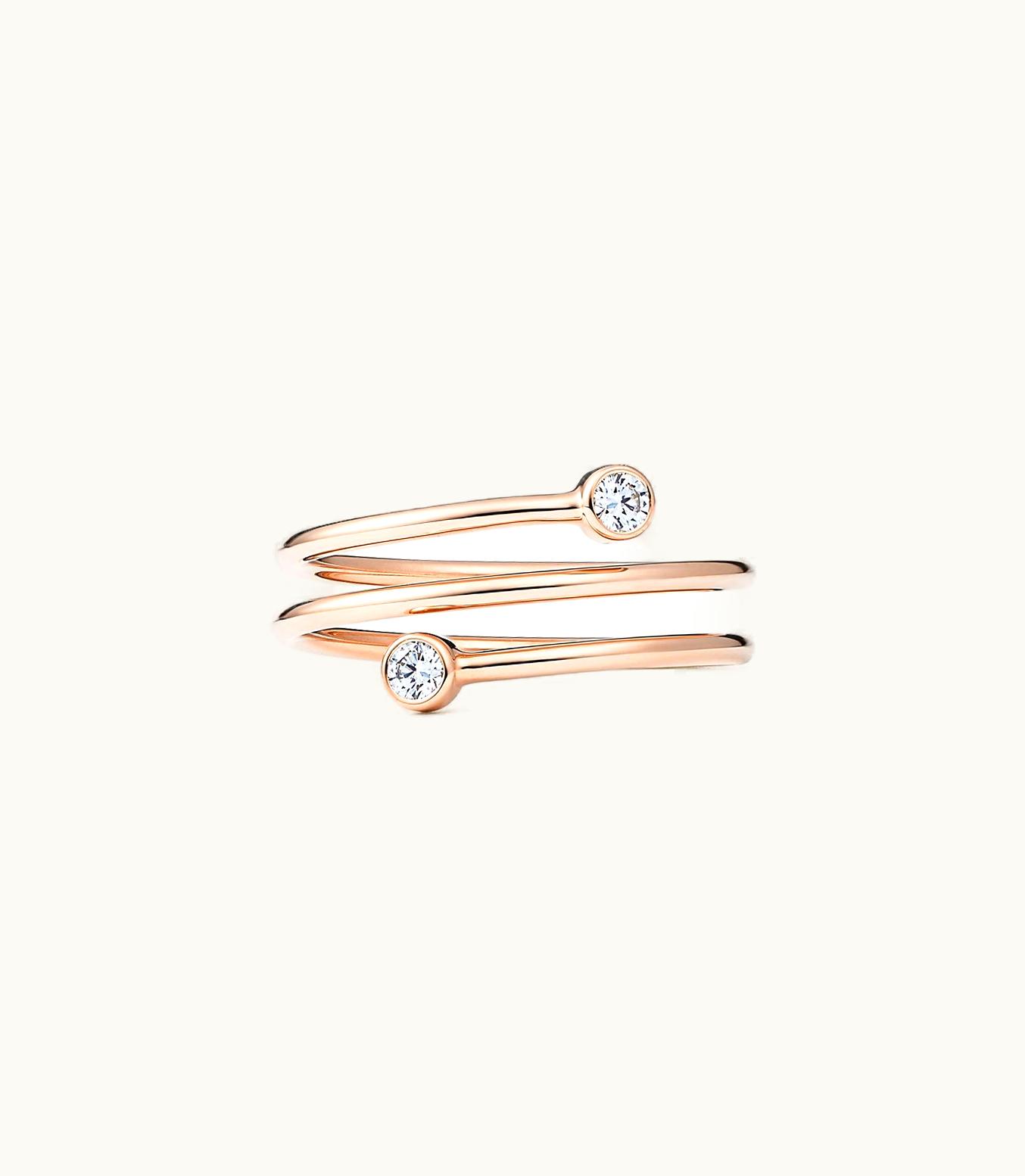 Tiffany & Co Elsa Peretti® Diamond Hoop Three-Row Ring In 18K Rose Gold With Diamonds