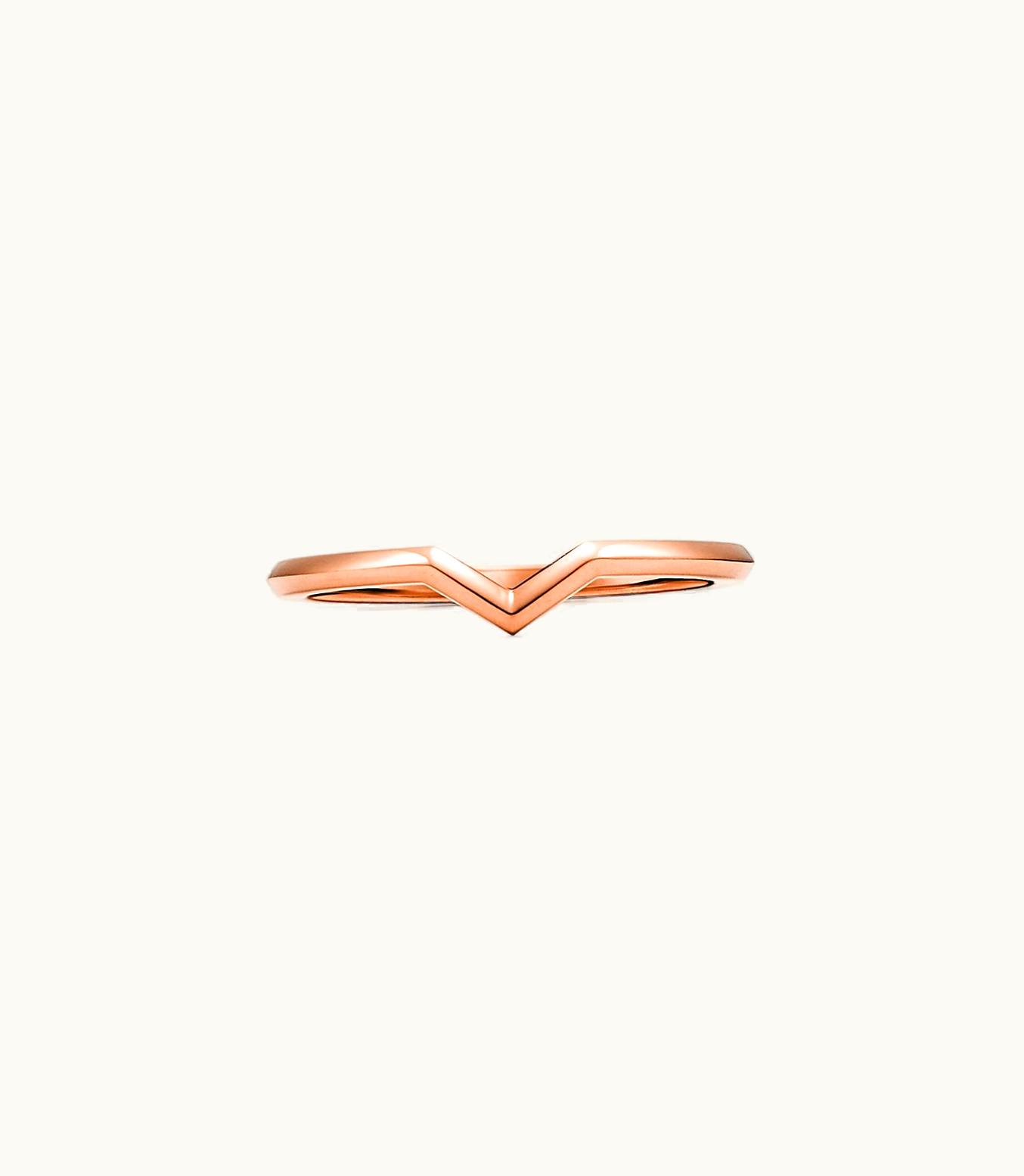 Tiffany & Co The Tiffany® Setting V Band Ring In 18K Rose Gold, 1.7 Mm Wide