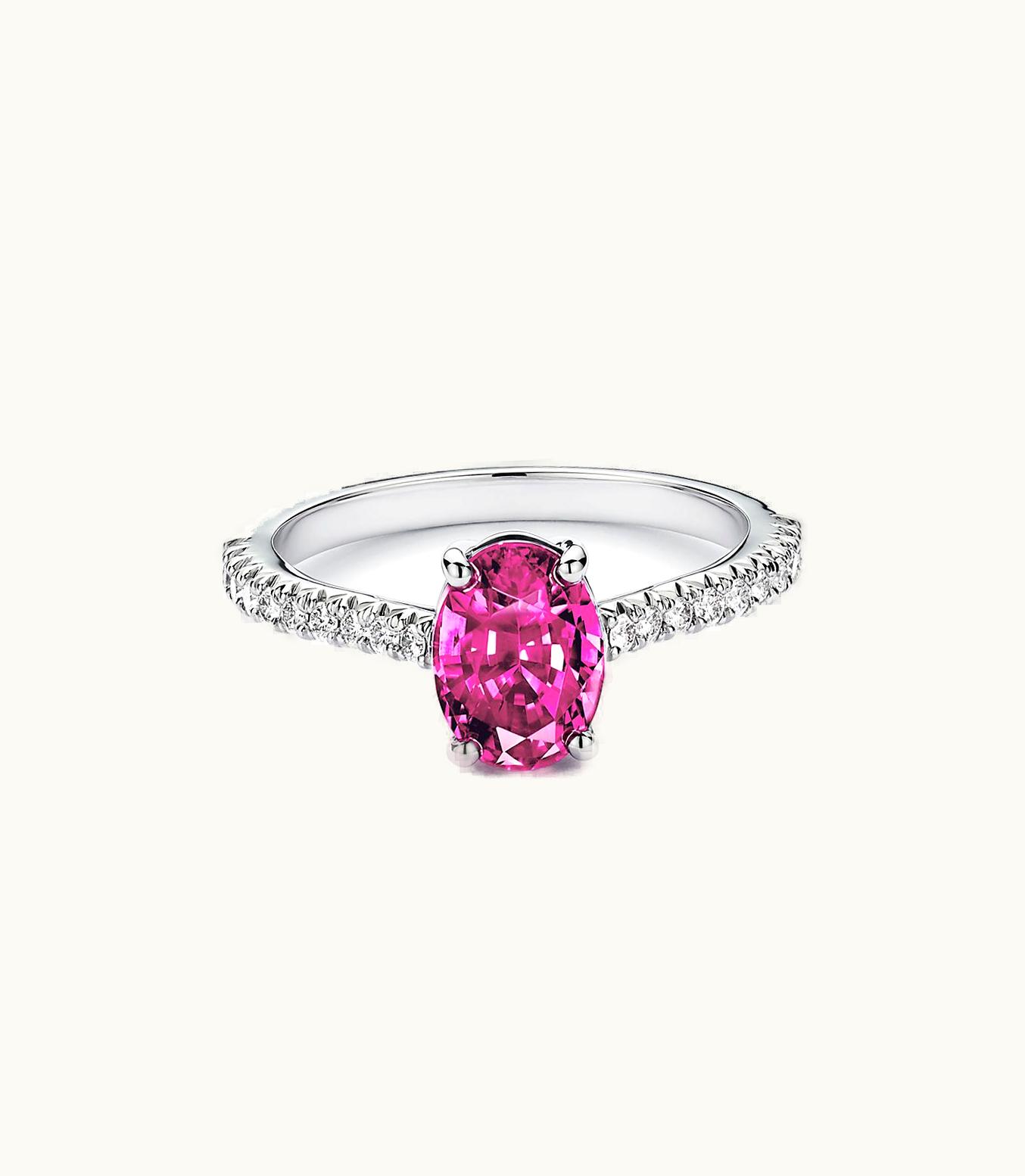 Tiffany & Co Tiffany Novo® Oval Pink Sapphire Ring In Platinum With Pavé Diamonds