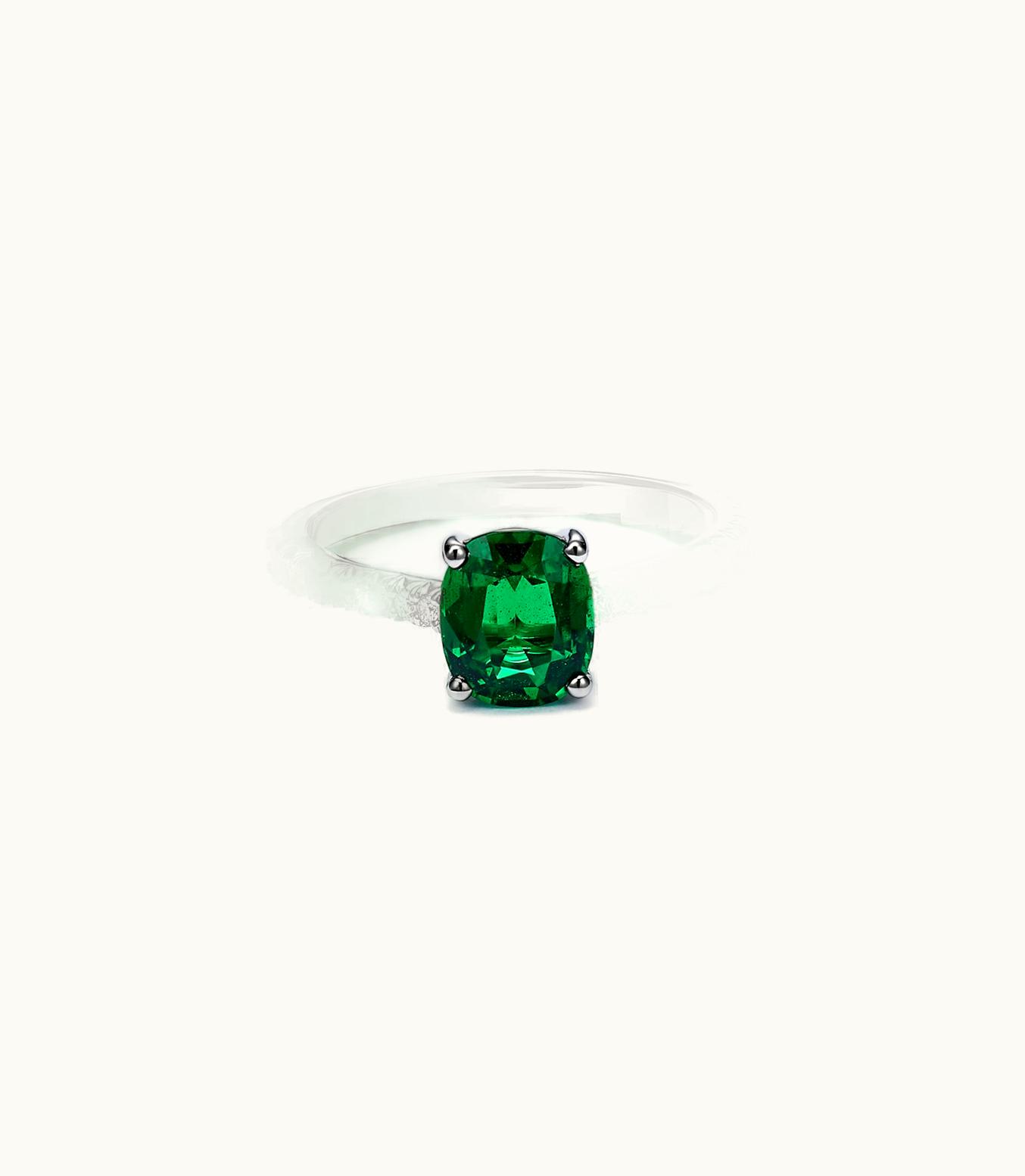 Tiffany & Co Tiffany Novo® Cushion-Cut Emerald Ring In Platinum With Pavé Diamonds