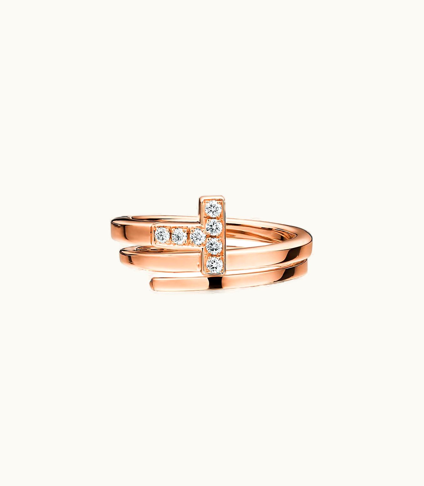 Tiffany & Co Tiffany T Square Wrap Ring In 18Ct Rose Gold With Diamonds