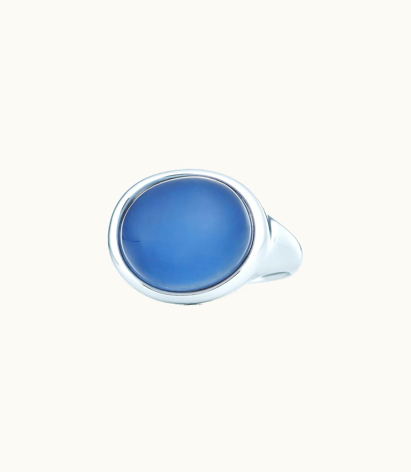 Tiffany & Co Elsa Peretti® Cabochon Ring In Silver With A Blue Chalcedony