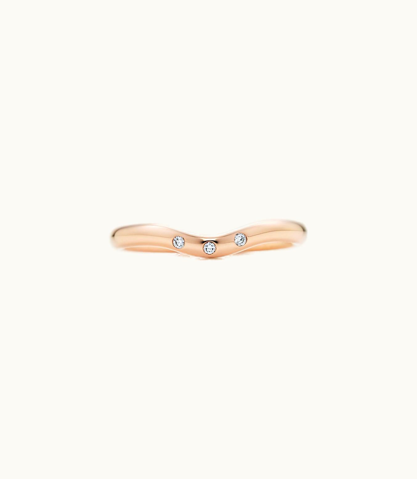 Tiffany & Co Elsa Peretti® Wedding Band Ring With Diamonds In 18K Rose Gold