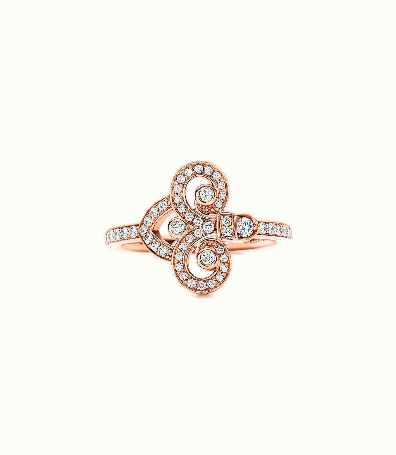 Tiffany & Co Tiffany Fleur De Lis Ring In 18K Rose Gold With Diamonds