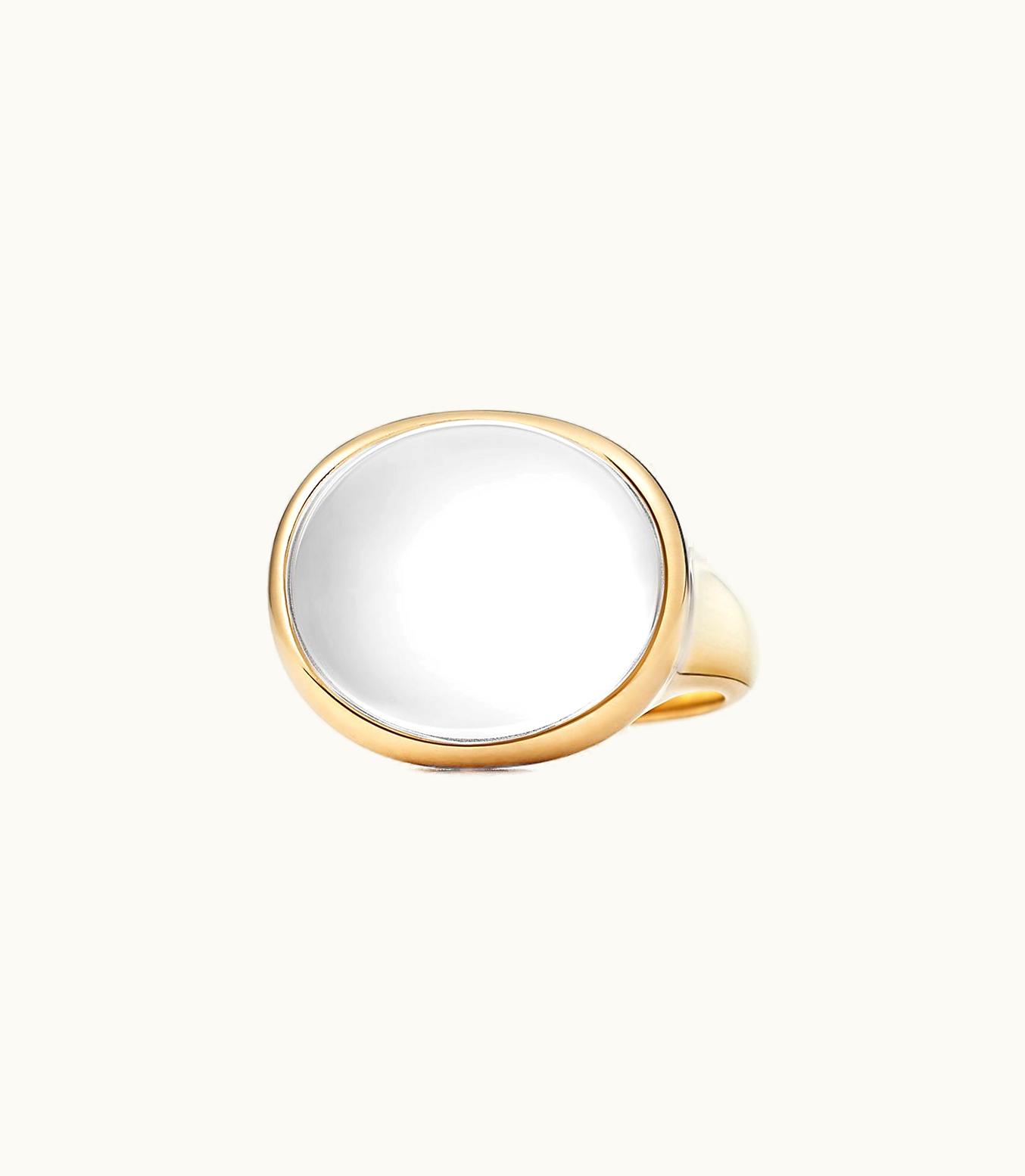 Tiffany & Co Elsa Peretti® Cabochon Ring In 18K Gold With Rock Crystal, Mini