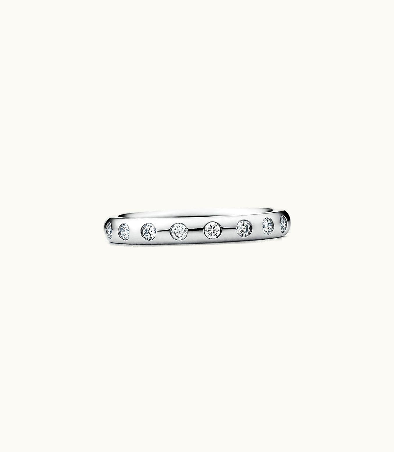 Tiffany & Co Elsa Peretti® Stacking Band Ring In Platinum With Eight Diamonds