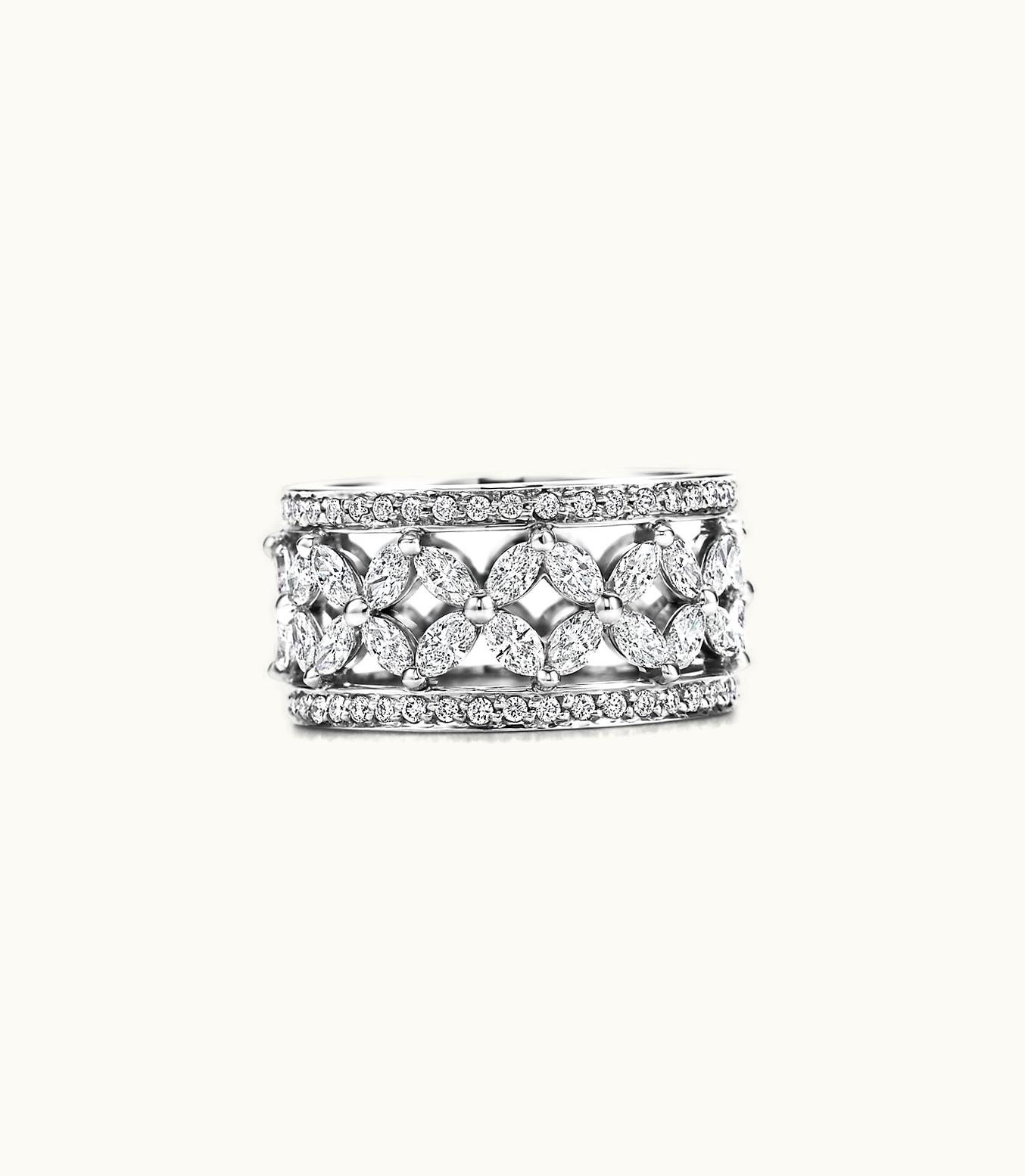 Tiffany & Co Tiffany Victoria® Band Ring In Platinum With Diamonds