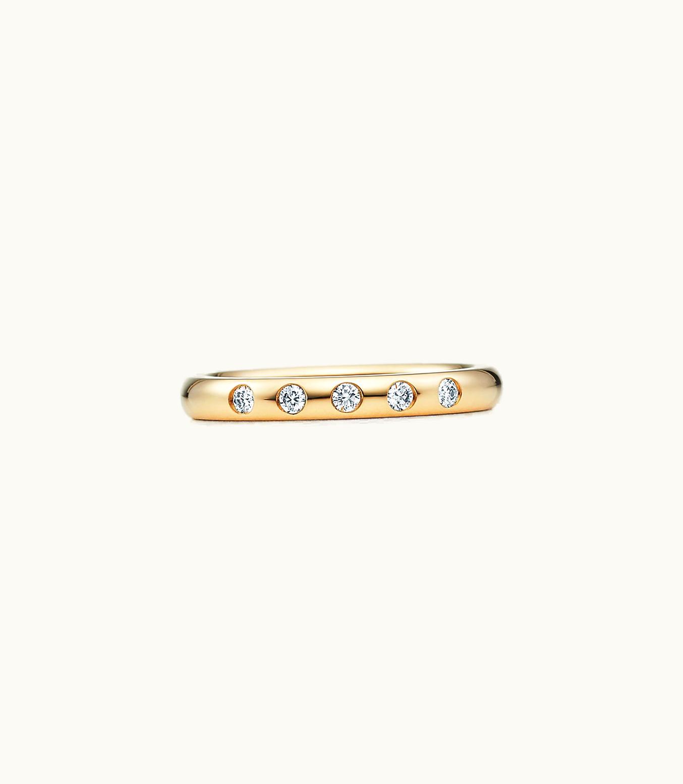 Tiffany & Co Elsa Peretti® Stacking Band Ring In 18K Gold With Diamonds