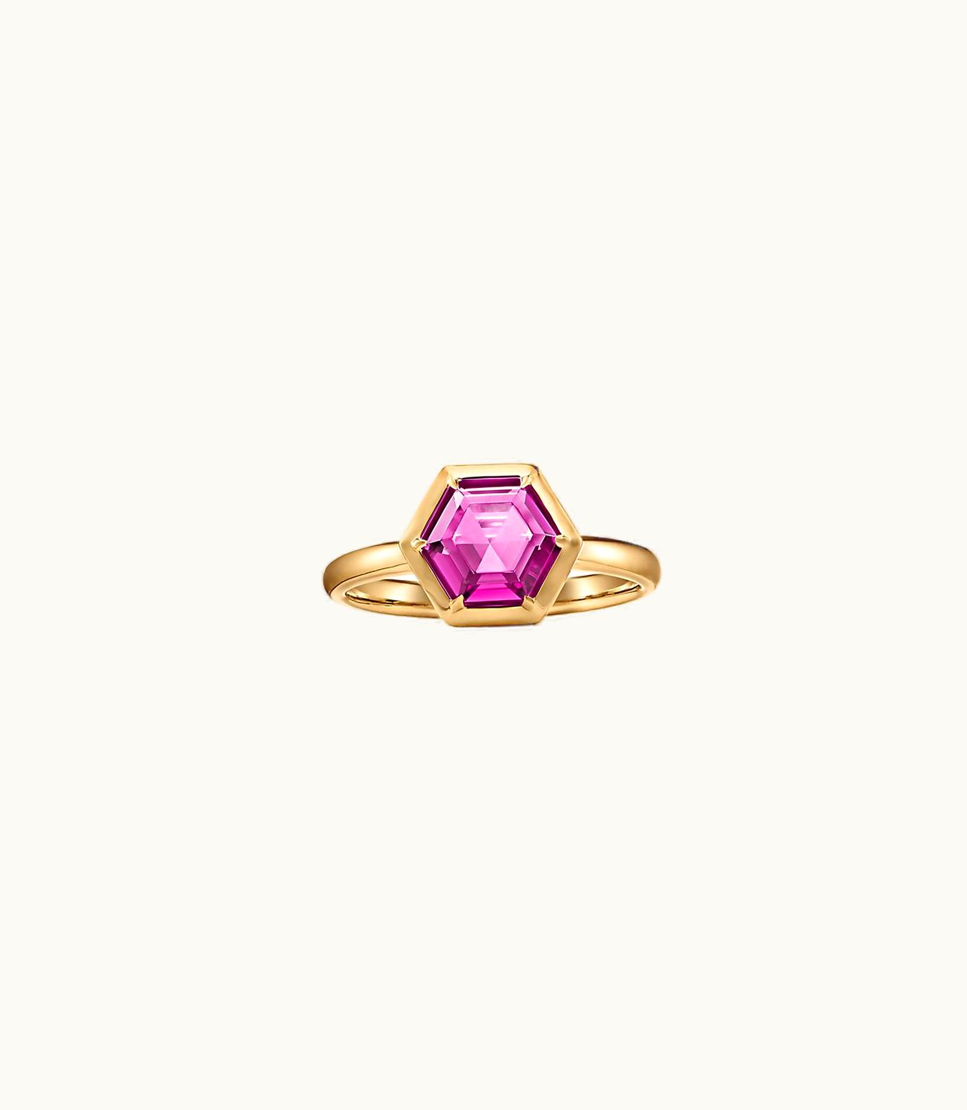 Tiffany & Co Paloma's Studio Hexagon Ring In 18K Gold With A Rubellite