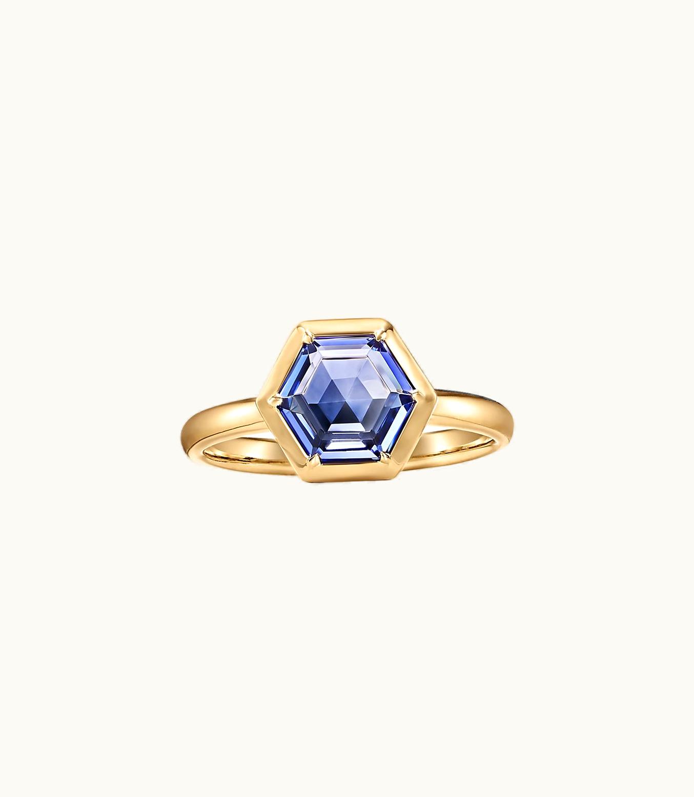 Tiffany & Co Paloma's Studio Hexagon Ring In 18K Gold With A Tanzanite