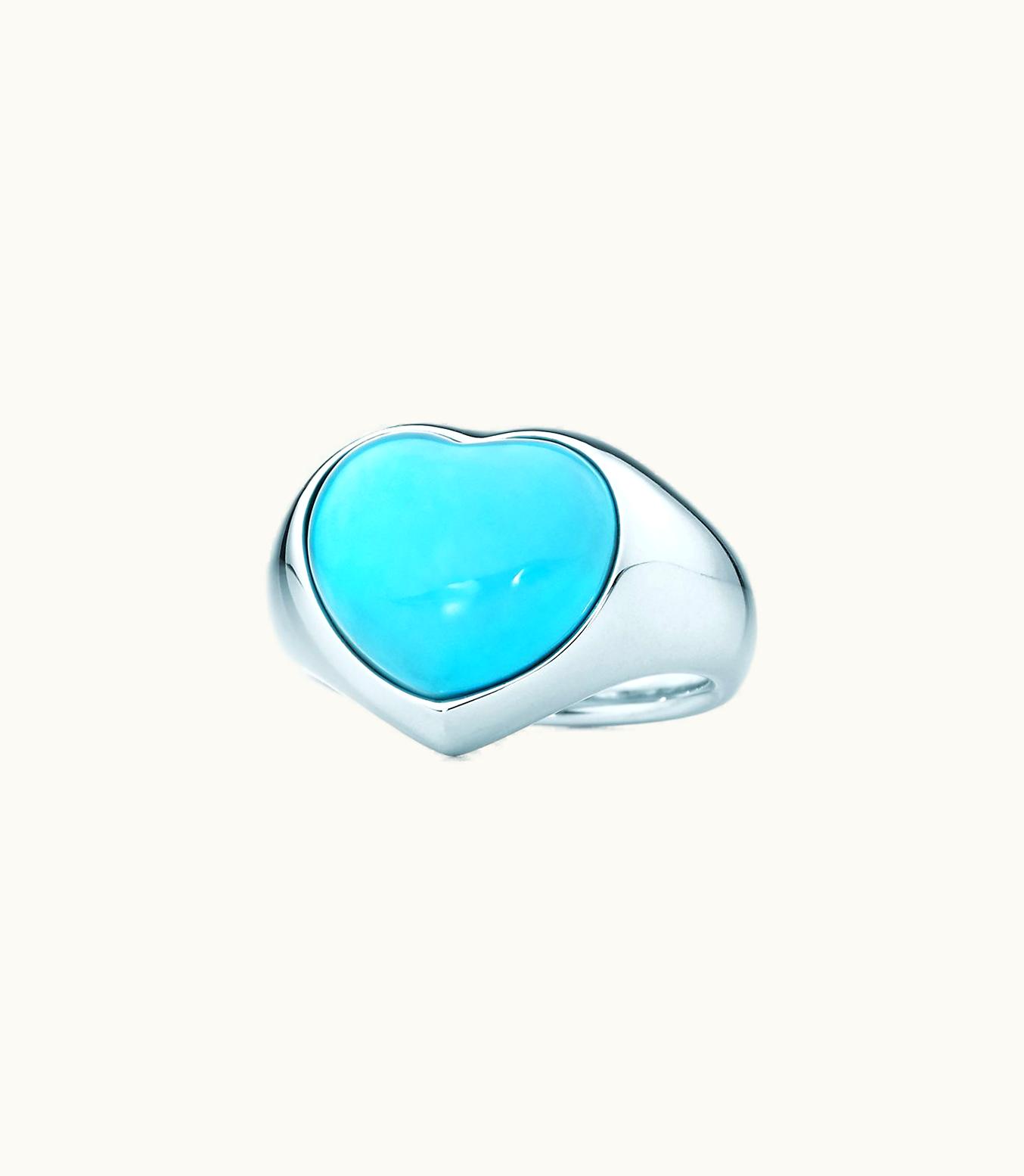 Tiffany & Co Elsa Peretti® Cabochon Heart Ring In Sterling Silver With Turquoise