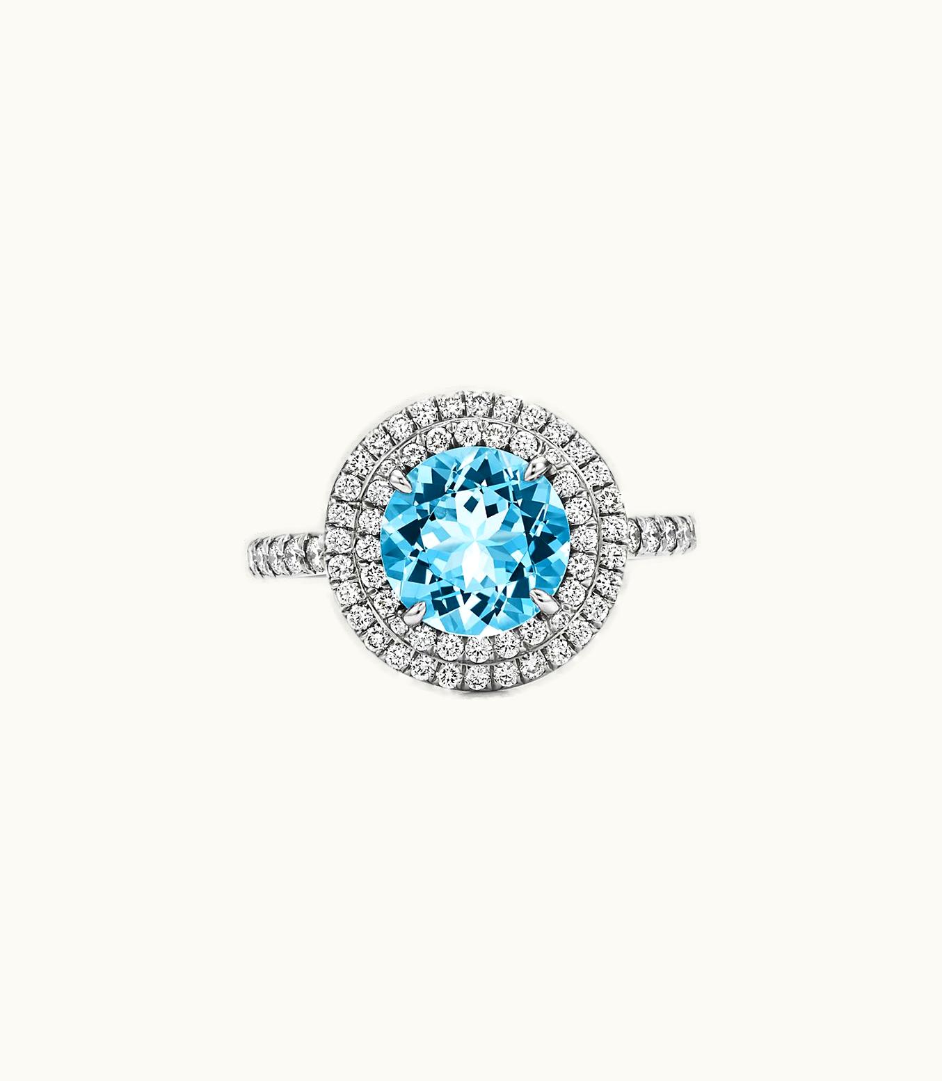 Tiffany & Co Tiffany Soleste Ring In Platinum With A 1.25-Carat Aquamarine And Diamonds