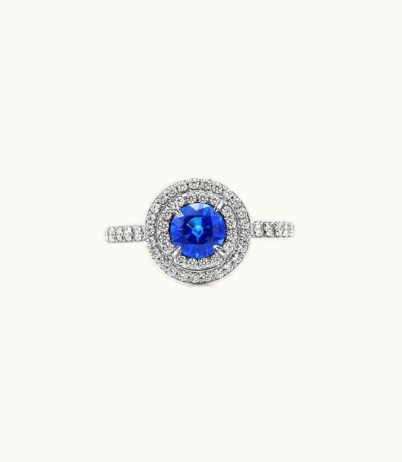 Tiffany & Co Tiffany Soleste Ring In Platinum With A .45-Carat Sapphire And Diamonds