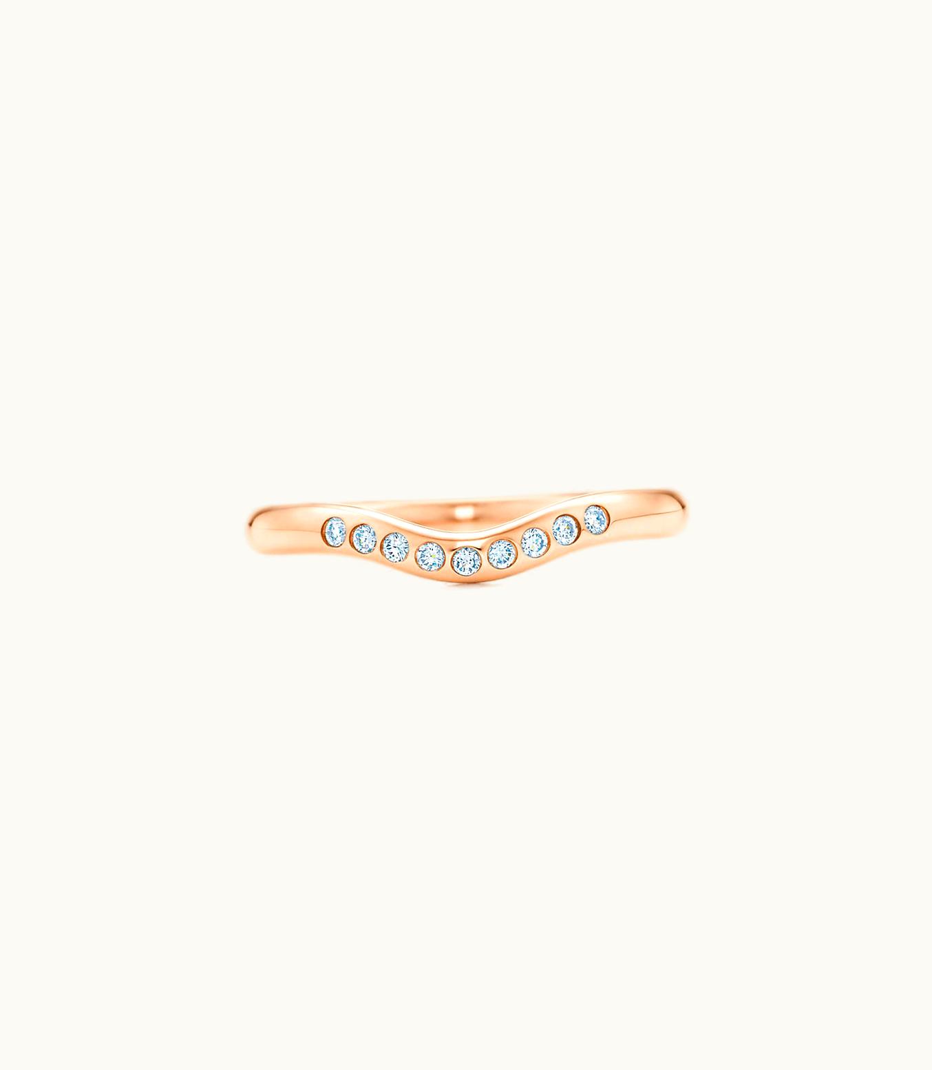 Tiffany & Co Elsa Peretti® Wedding Band In 18K Rose Gold With Diamonds, 2 Mm Wide