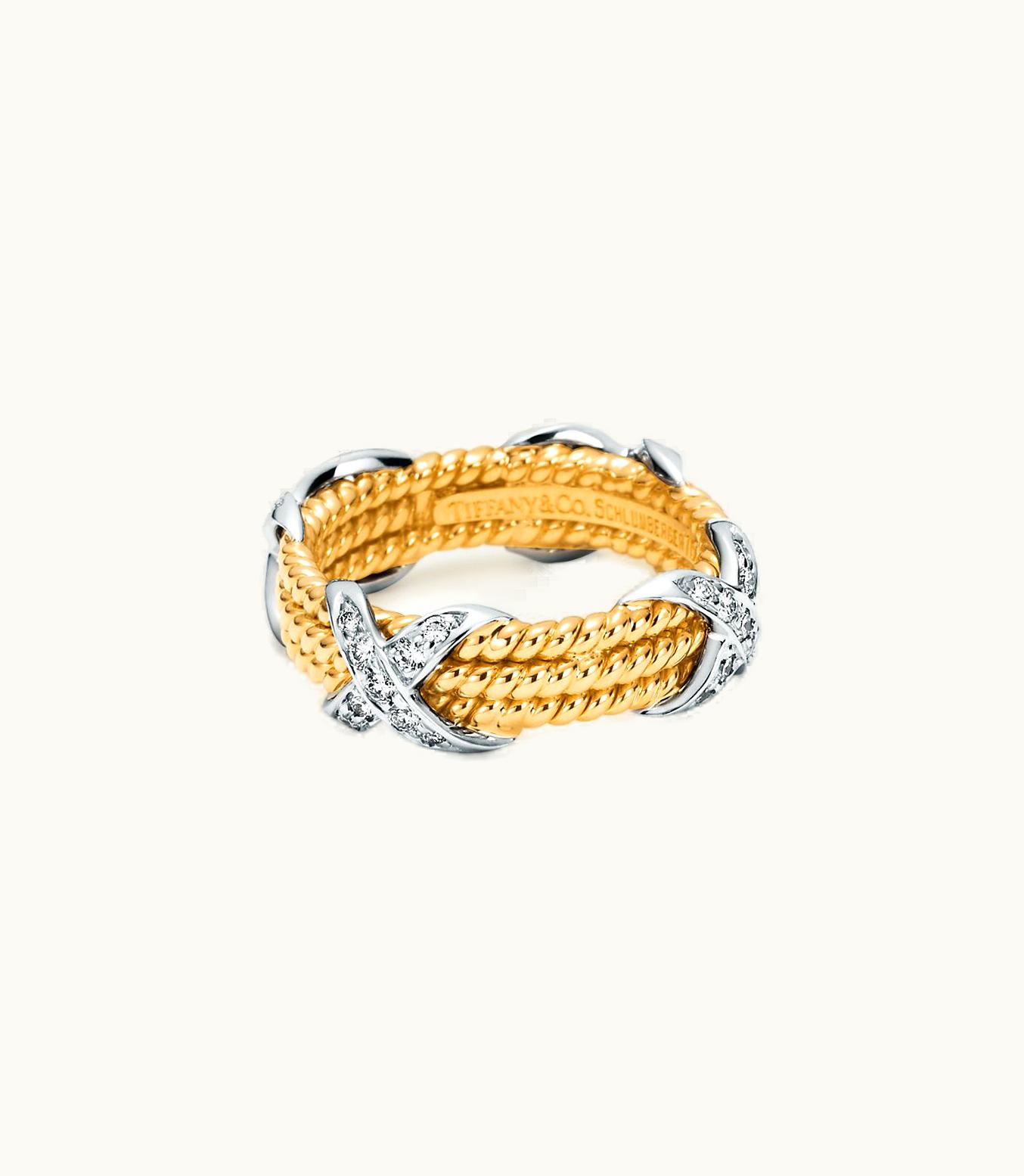 Tiffany & Co Tiffany & Co. Schlumberger Rope Six-Row X Ring With Diamonds