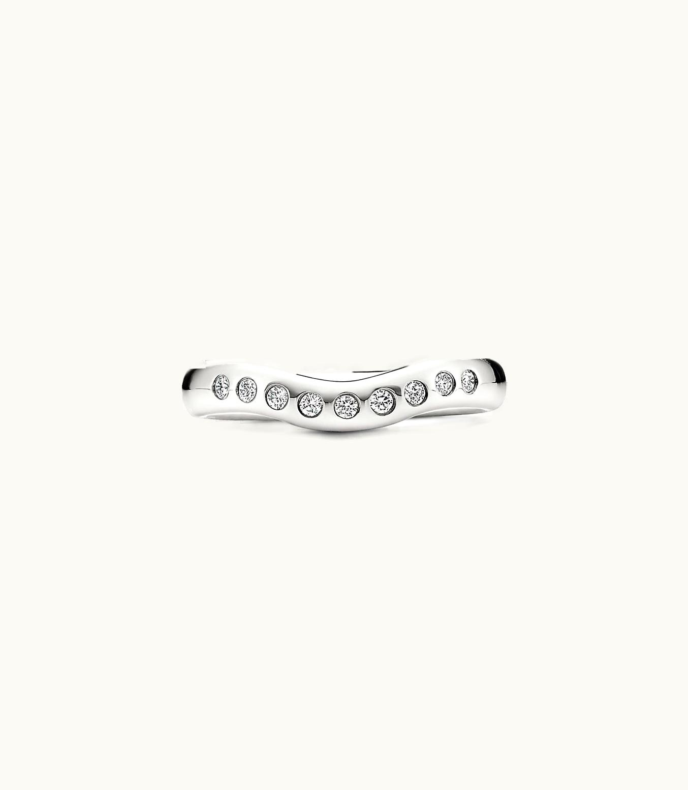 Tiffany & Co Elsa Peretti® Band Ring With Diamonds In Platinum, Wide