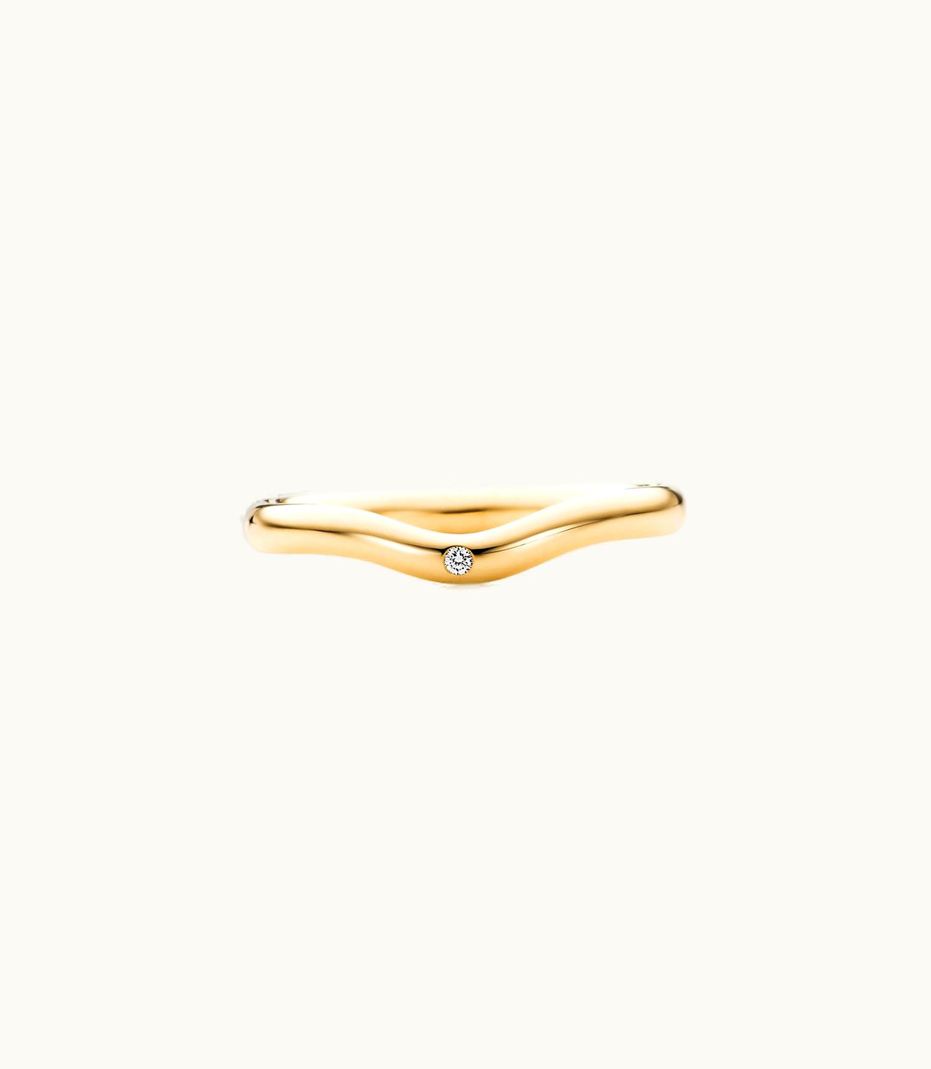 Tiffany & Co Elsa Peretti® Wedding Band Ring With A Diamond In 18K Gold, 2 Mm Wide