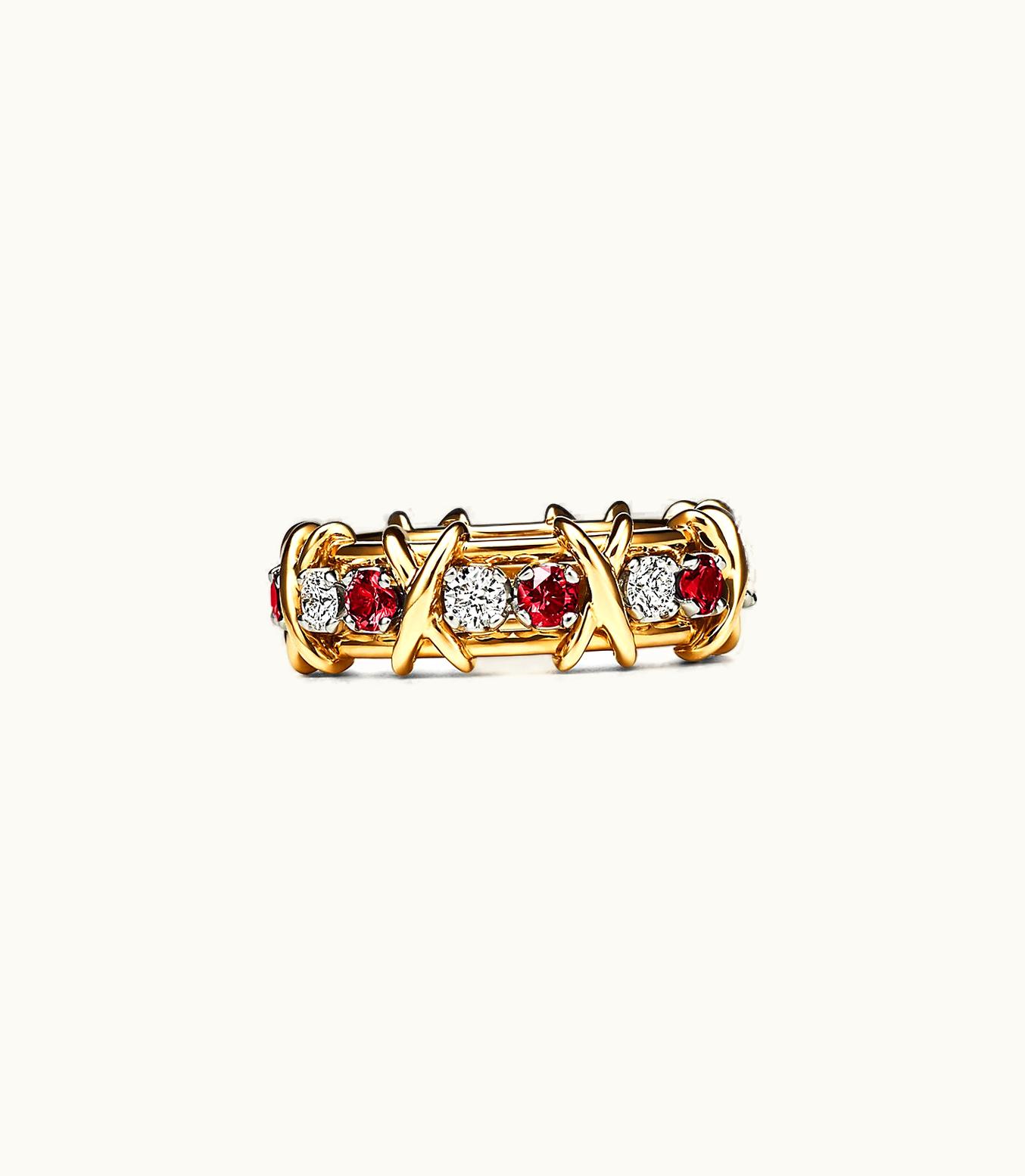 Tiffany & Co Tiffany & Co. Schlumberger Eighteen Stone Ring With Diamonds And Rubies