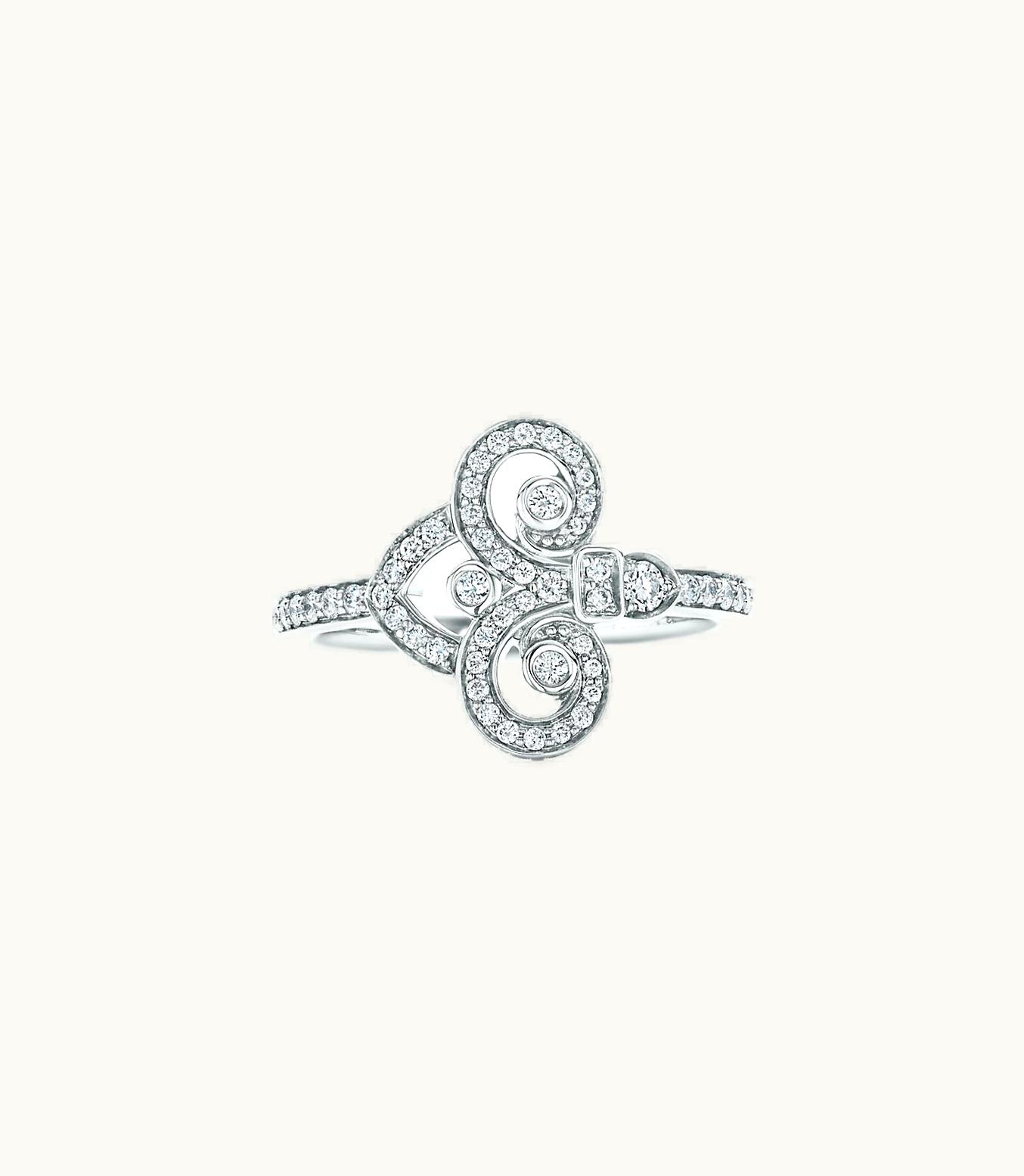 Tiffany & Co Tiffany Fleur De Lis Ring In Platinum With Diamonds