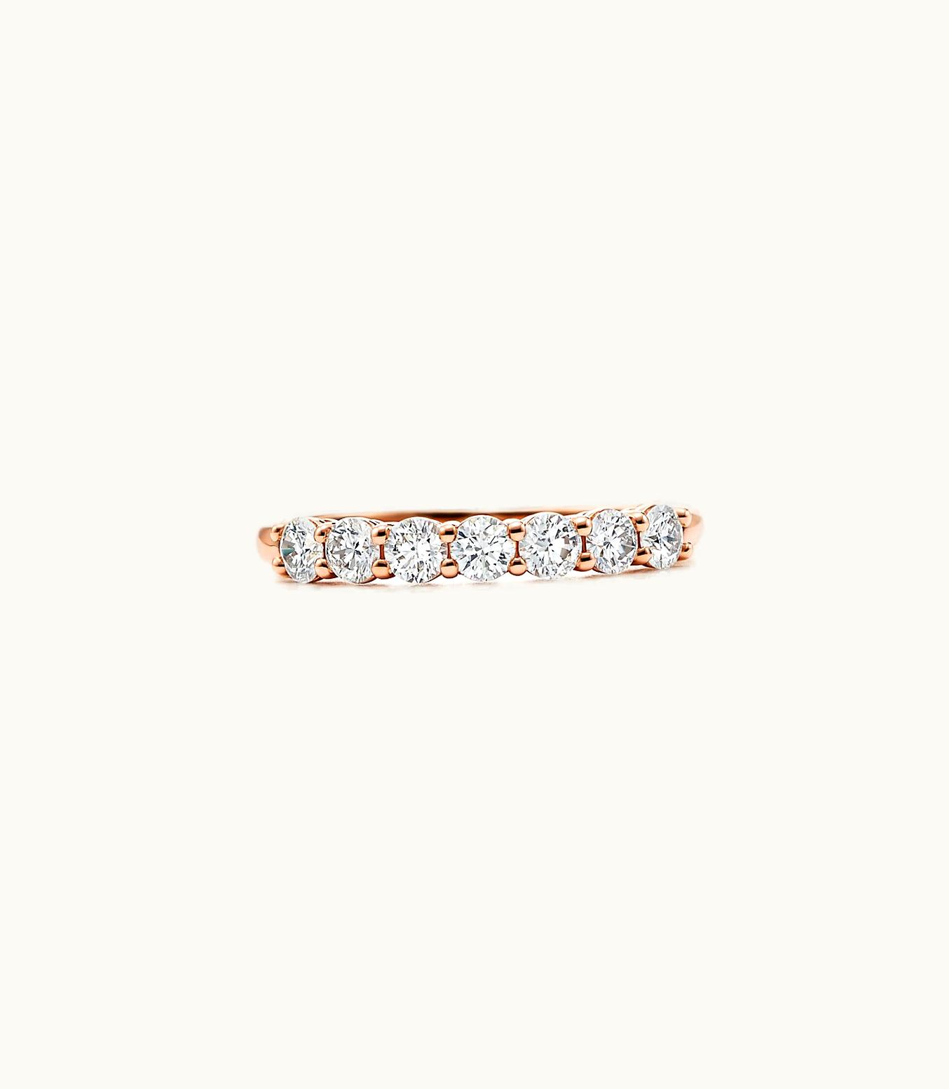 Tiffany & Co Tiffany Forever Band Ring In Rose Gold With A Half-Circle Of Diamonds, 3 Mm Wide