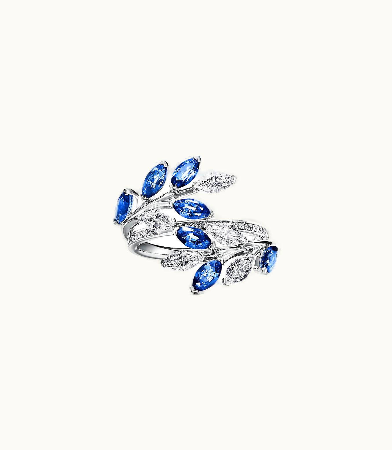 Tiffany & Co Tiffany Victoria® Vine Bypass Ring In Platinum With Sapphires And Diamonds