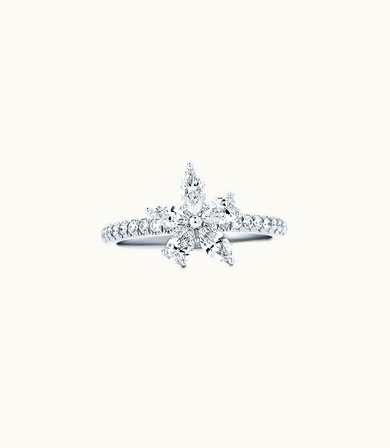 Tiffany & Co Tiffany Victoria® Mixed Cluster Ring In Platinum With Diamonds