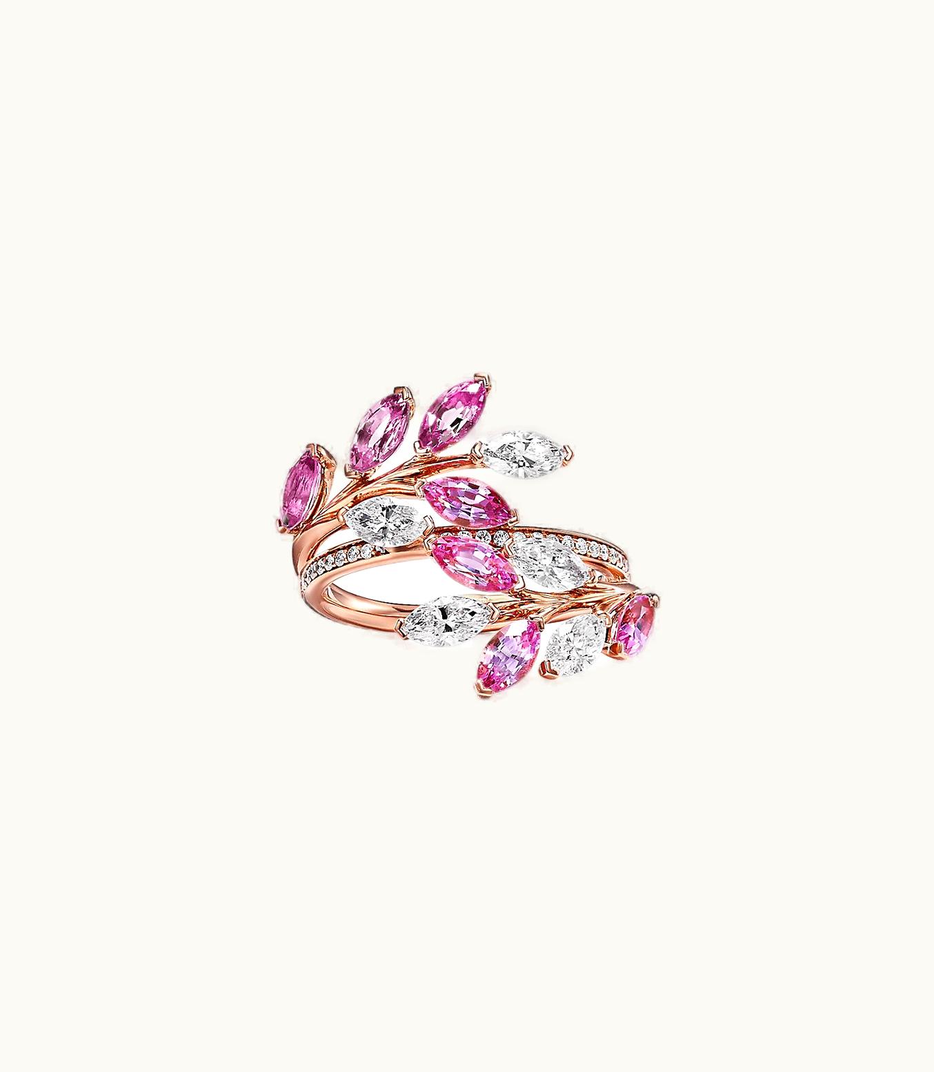 Tiffany & Co Tiffany Victoria® Vine Bypass Ring In 18K Rose Gold With Sapphires And Diamonds