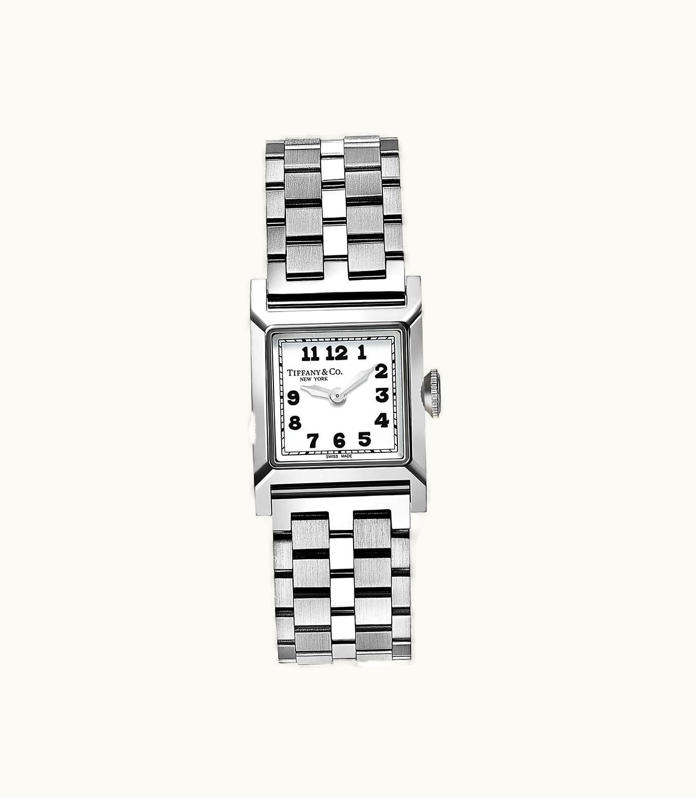 Tiffany & Co Union Square 20 Mm Watch In Steel With A White Dial