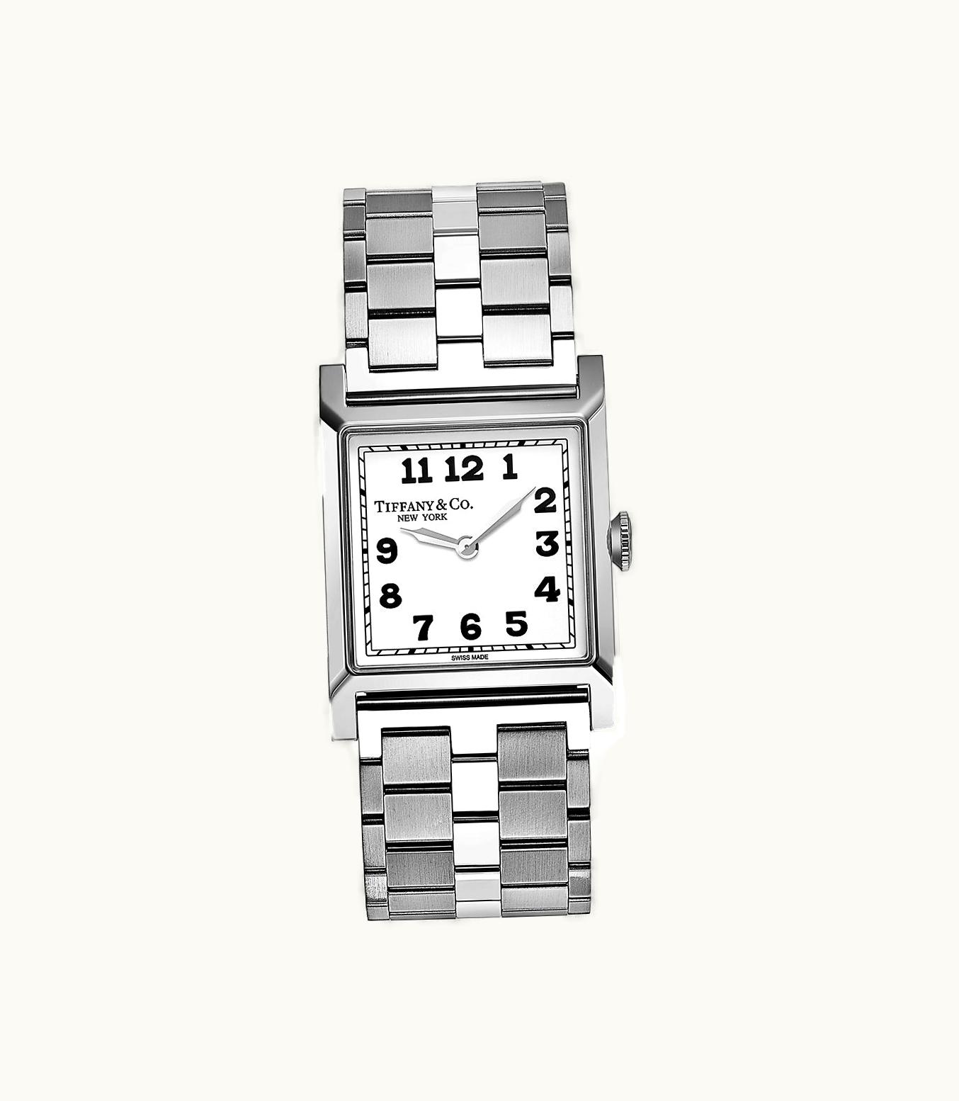 Tiffany & Co Union Square 27 Mm Watch In Steel With A White Dial
