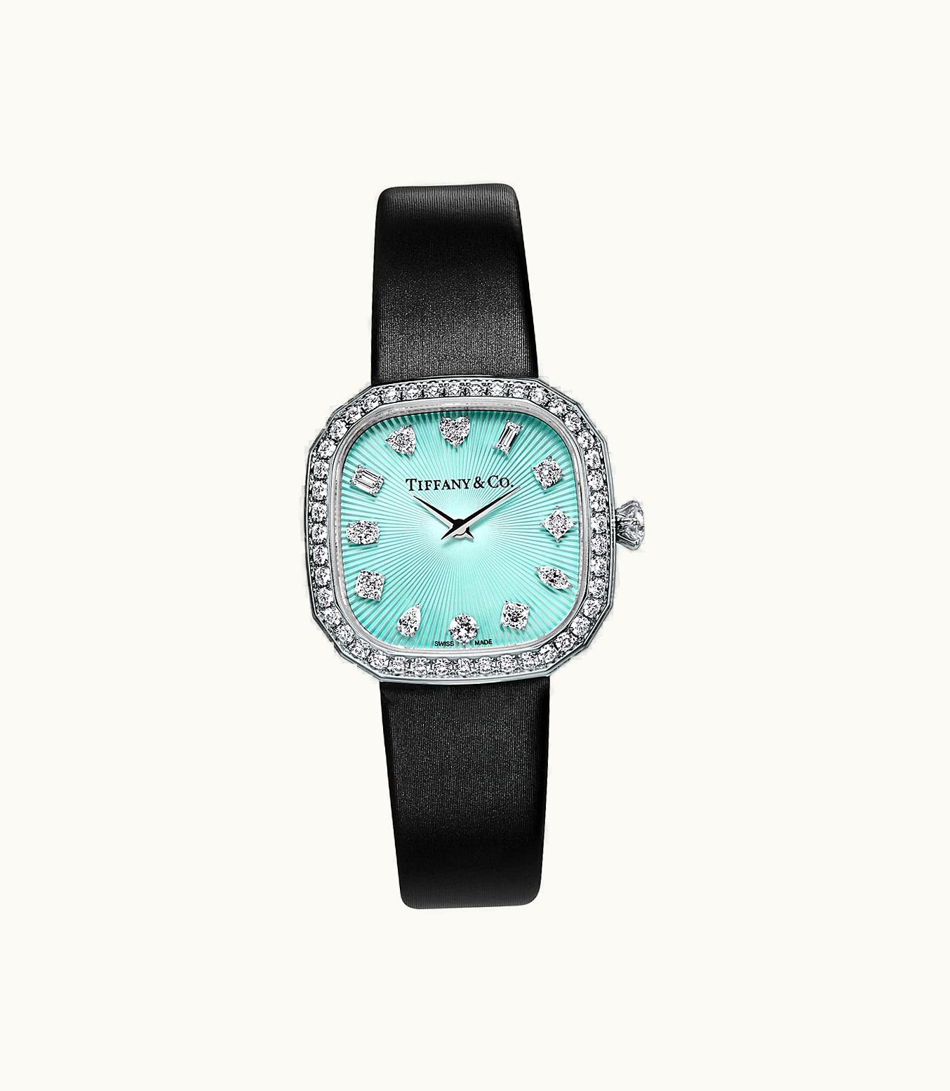 Tiffany & Co Tiffany Eternity 28 Mm Cushion-Shaped Watch In White Gold With Diamonds