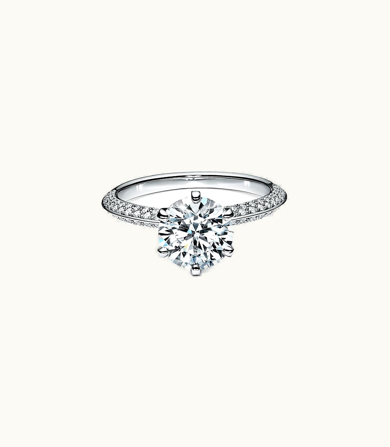 Tiffany & Co Pavé Tiffany® Setting Engagement Ring With A Pavé Diamond Band In Platinum