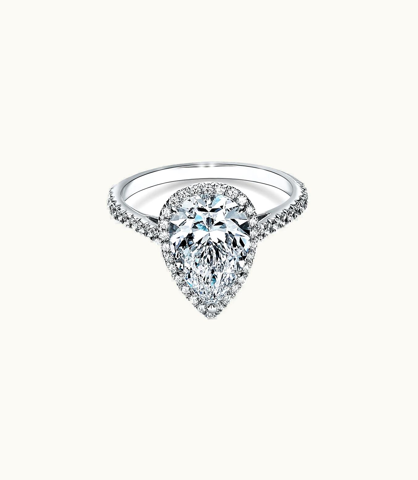 Tiffany & Co Tiffany Soleste Pear-Shaped Halo Engagement Ring With A Diamond Platinum Band
