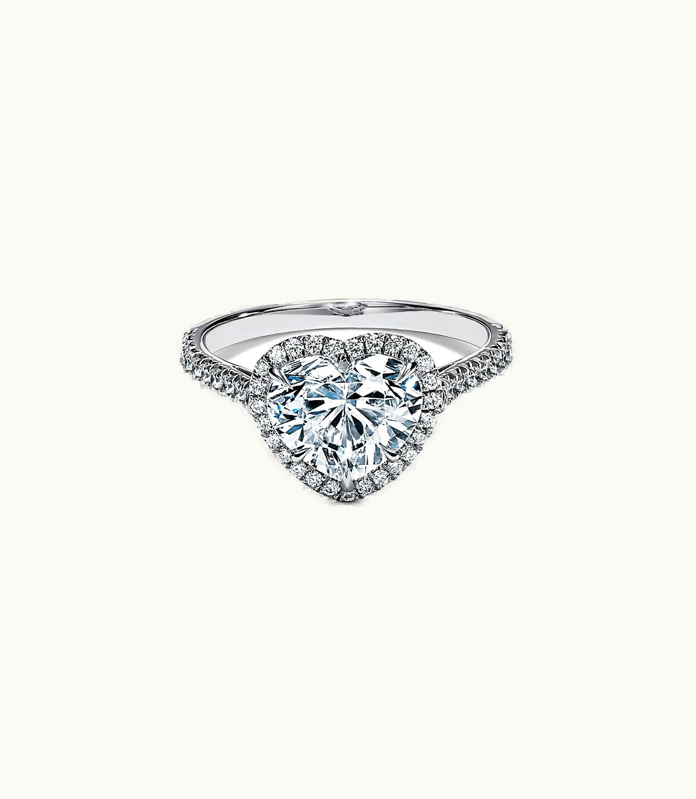 Tiffany & Co Tiffany Soleste Heart-Shaped Halo Engagement Ring With A Diamond Platinum Band